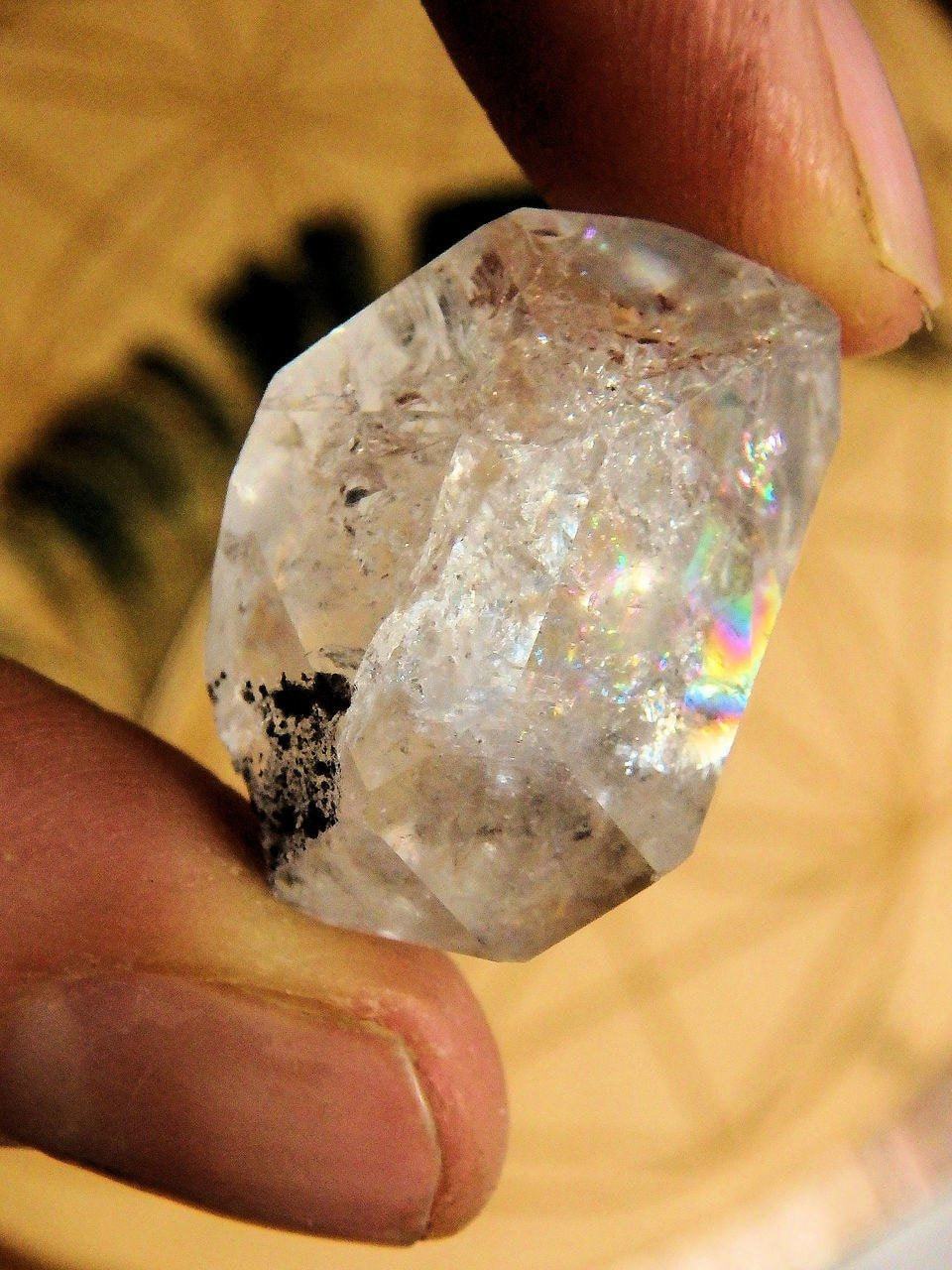  Brilliant Rainbows NY Herkimer Diamond Hand Held Specimen