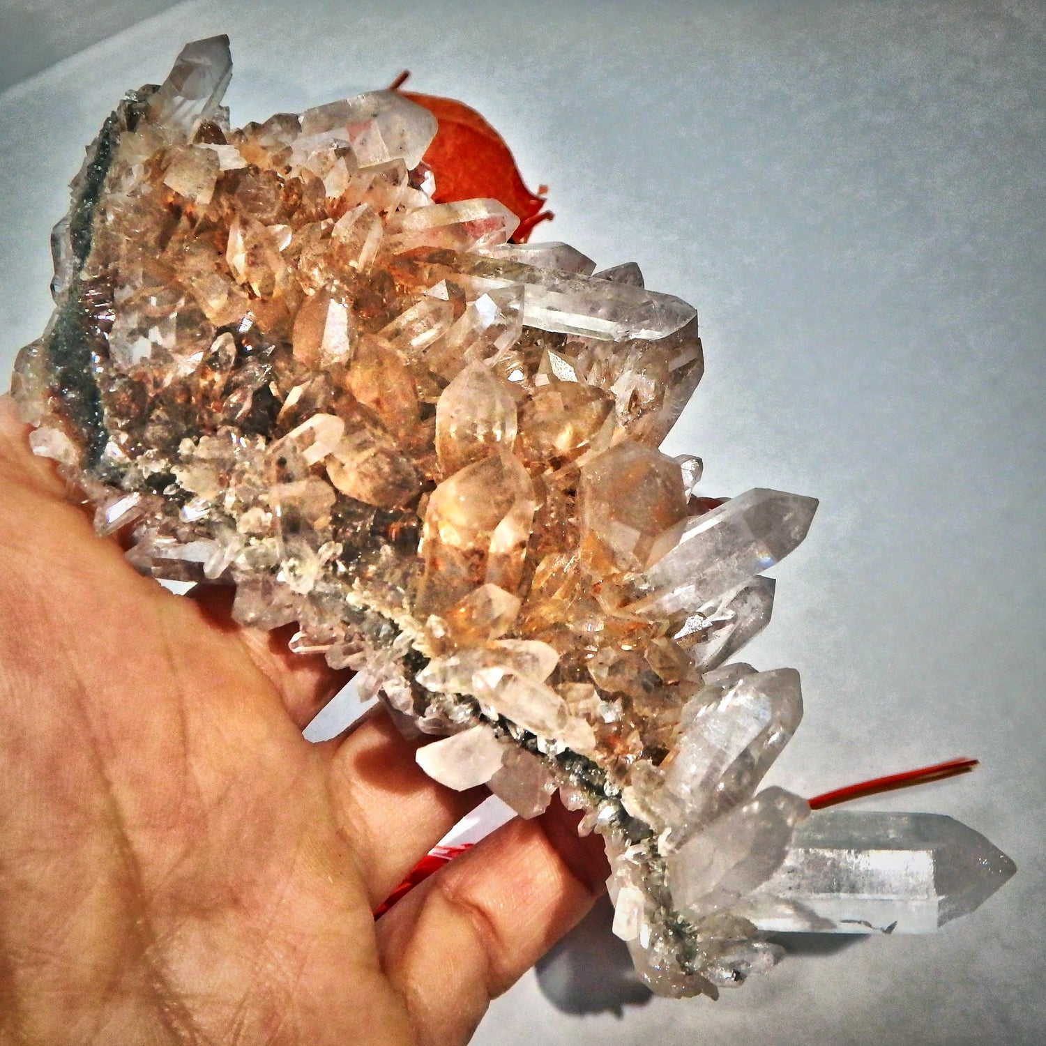 High Vibration Pink Samadhi Himalayan Quartz Double Sided Beauty Cluster - Earth Family Crystals