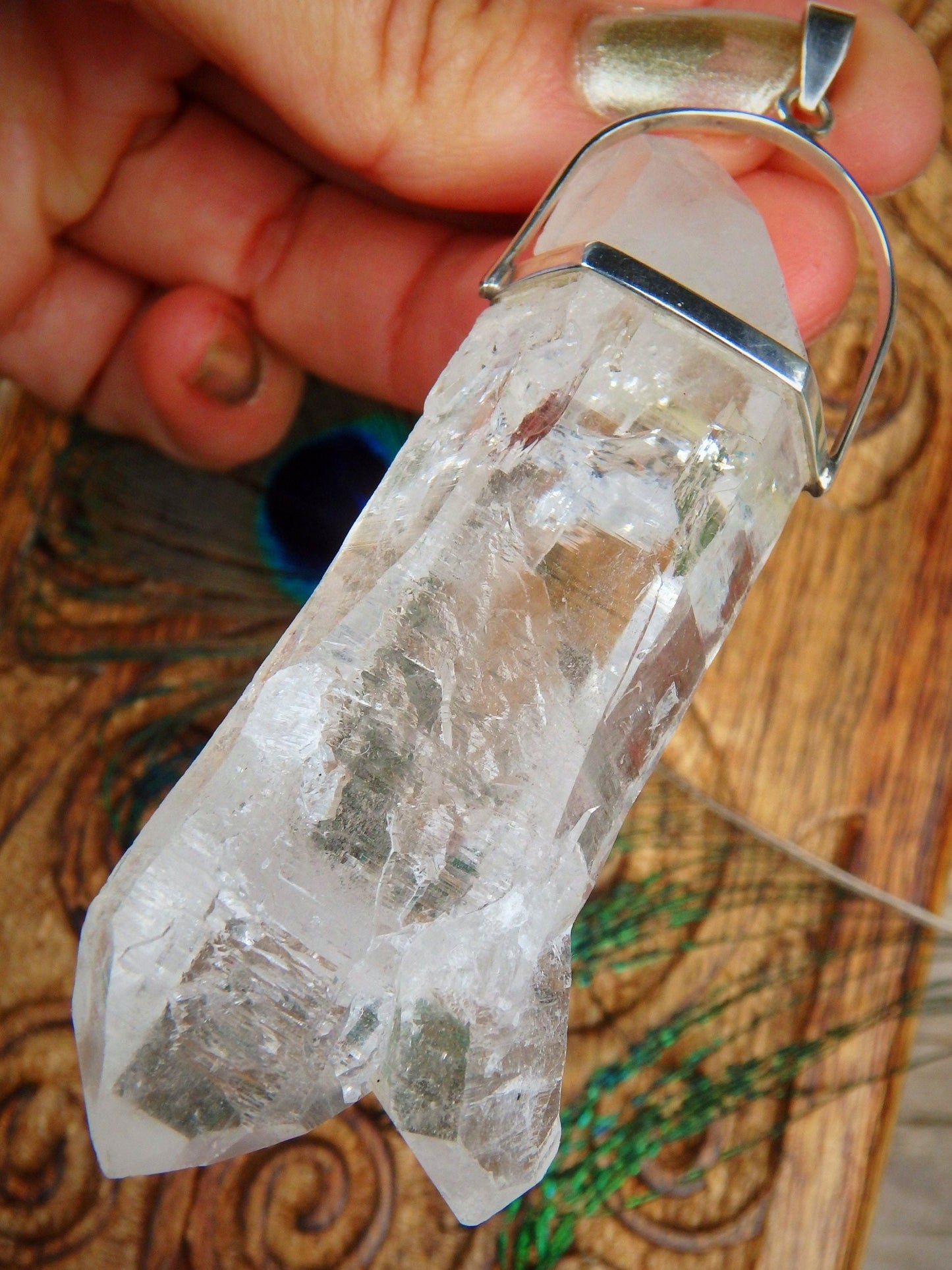  Chunky Statement Piece~DT Natural Himalayan Quartz Pendant With Baby Points & Self Healing In Sterling Silver (Includes Silver Chain)
