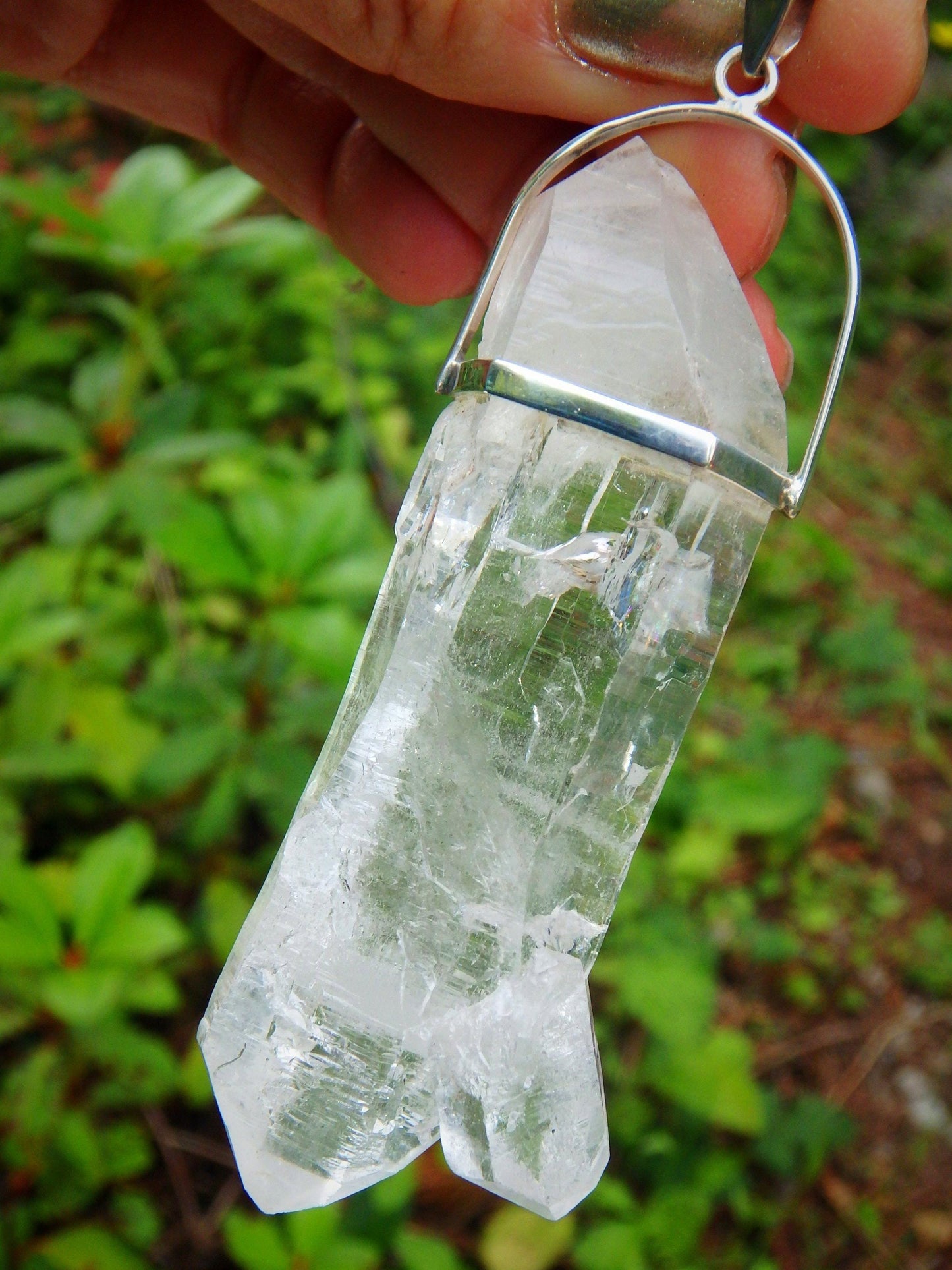  Chunky Statement Piece~DT Natural Himalayan Quartz Pendant With Baby Points & Self Healing In Sterling Silver (Includes Silver Chain)