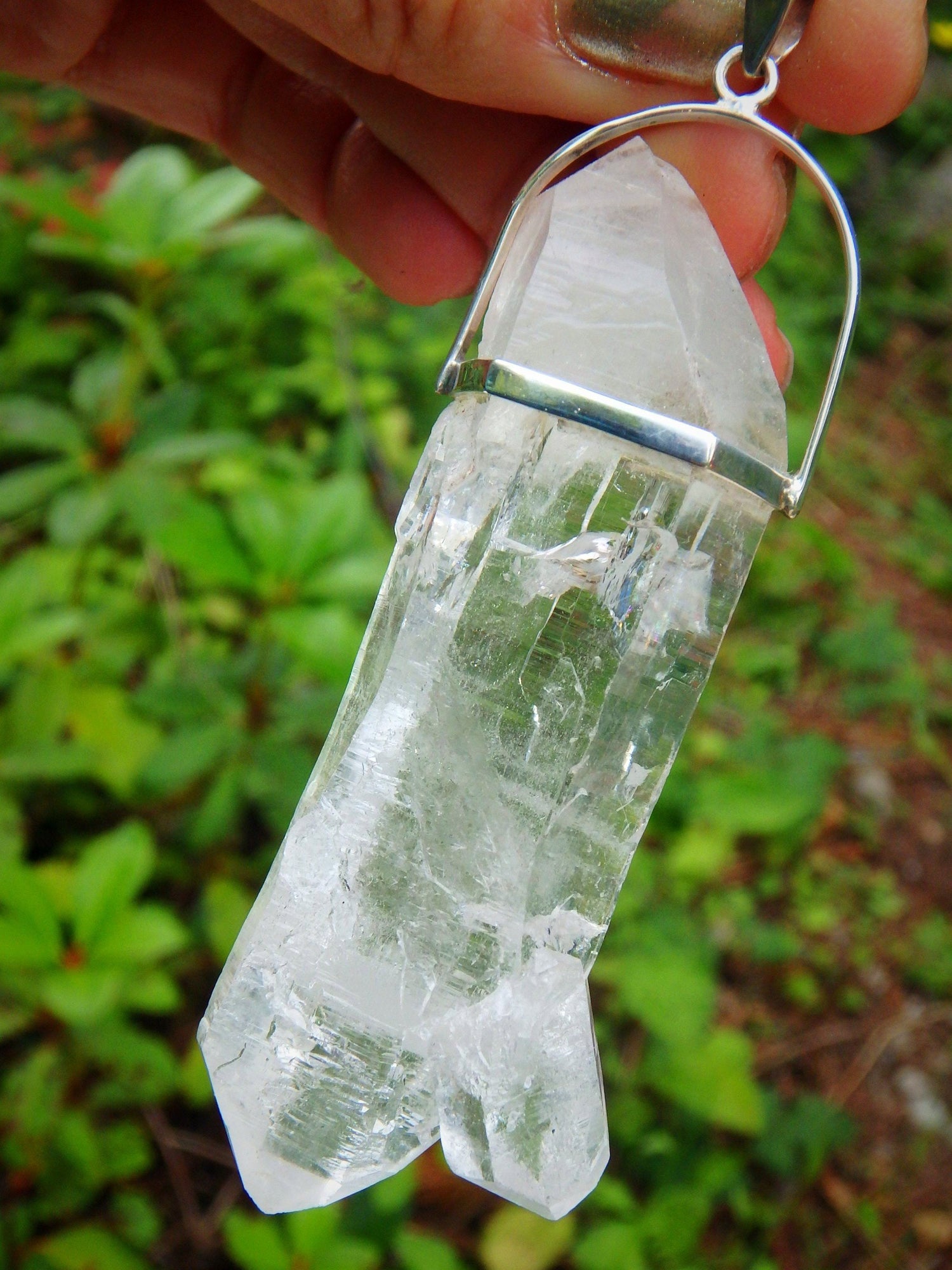  Chunky Statement Piece~DT Natural Himalayan Quartz Pendant With Baby Points & Self Healing In Sterling Silver (Includes Silver Chain)