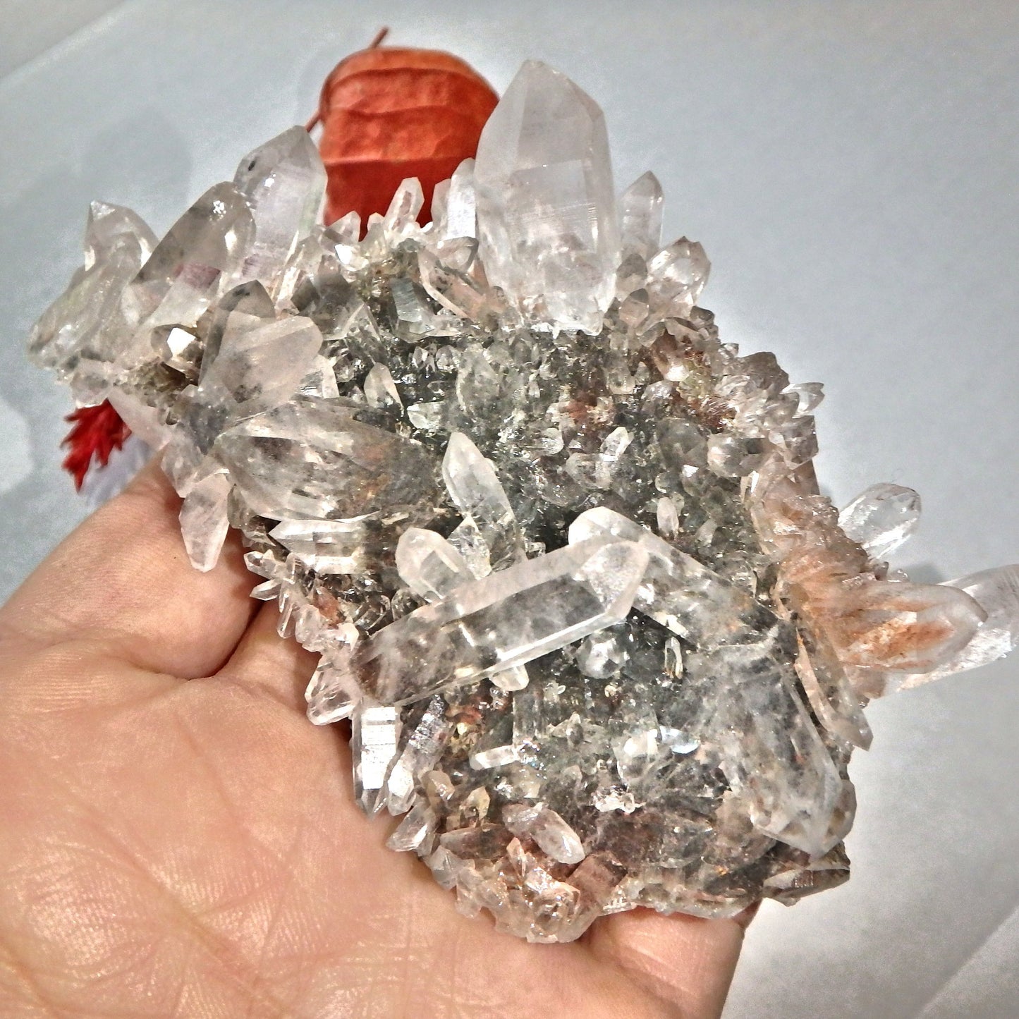 High Vibration Pink Samadhi Himalayan Quartz Double Sided Beauty Cluster - Earth Family Crystals
