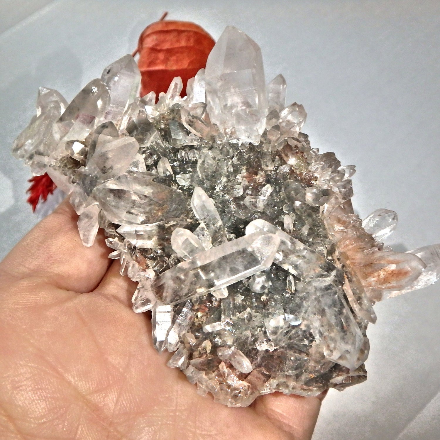 High Vibration Pink Samadhi Himalayan Quartz Double Sided Beauty Cluster - Earth Family Crystals