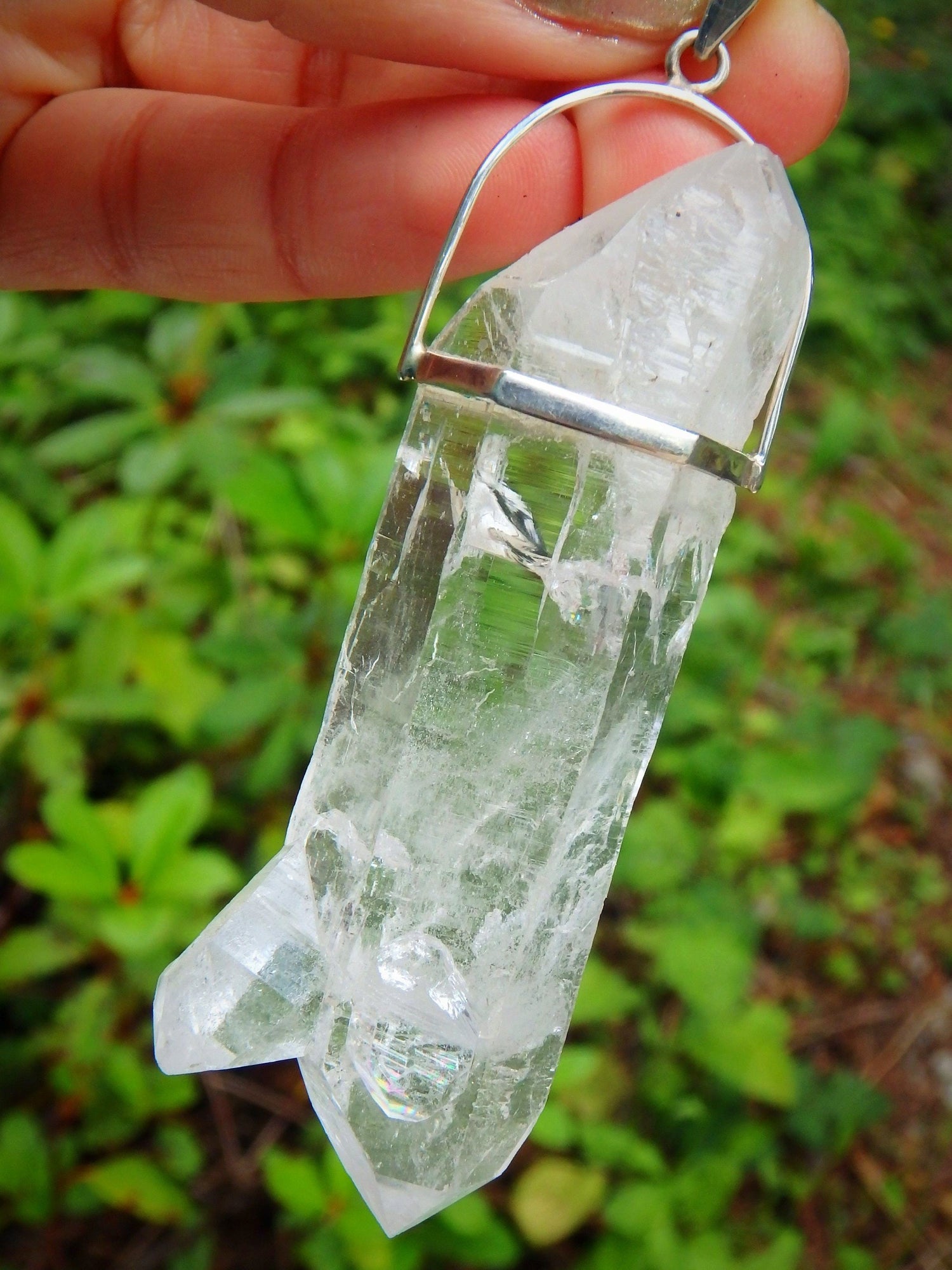  Chunky Statement Piece~DT Natural Himalayan Quartz Pendant With Baby Points & Self Healing In Sterling Silver (Includes Silver Chain)