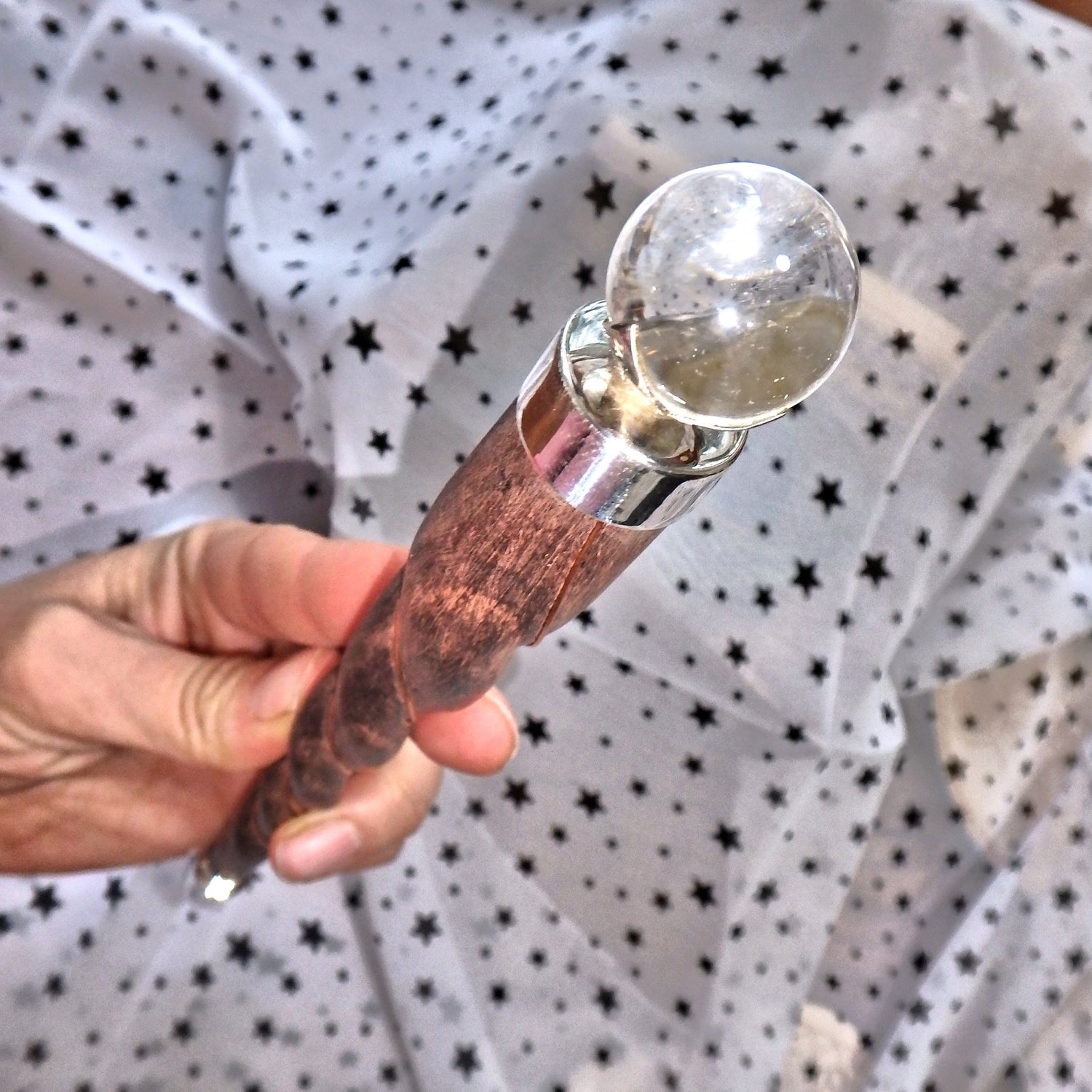 Long Rose Wood & Himalayan Quartz Copper Wire Wrapped Healing Wand - Earth Family Crystals