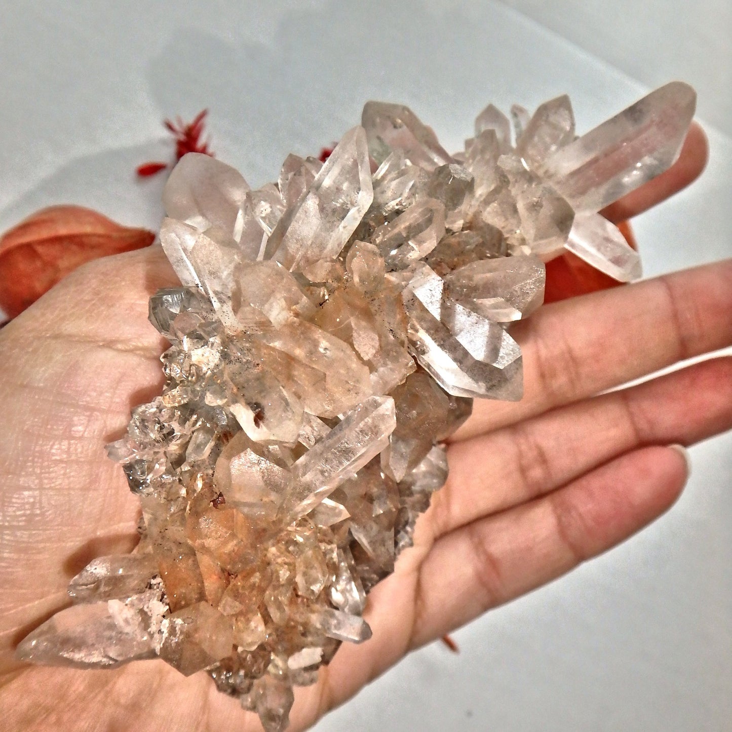 High Vibration Pink Samadhi Himalayan Quartz Double Sided Beauty Cluster - Earth Family Crystals