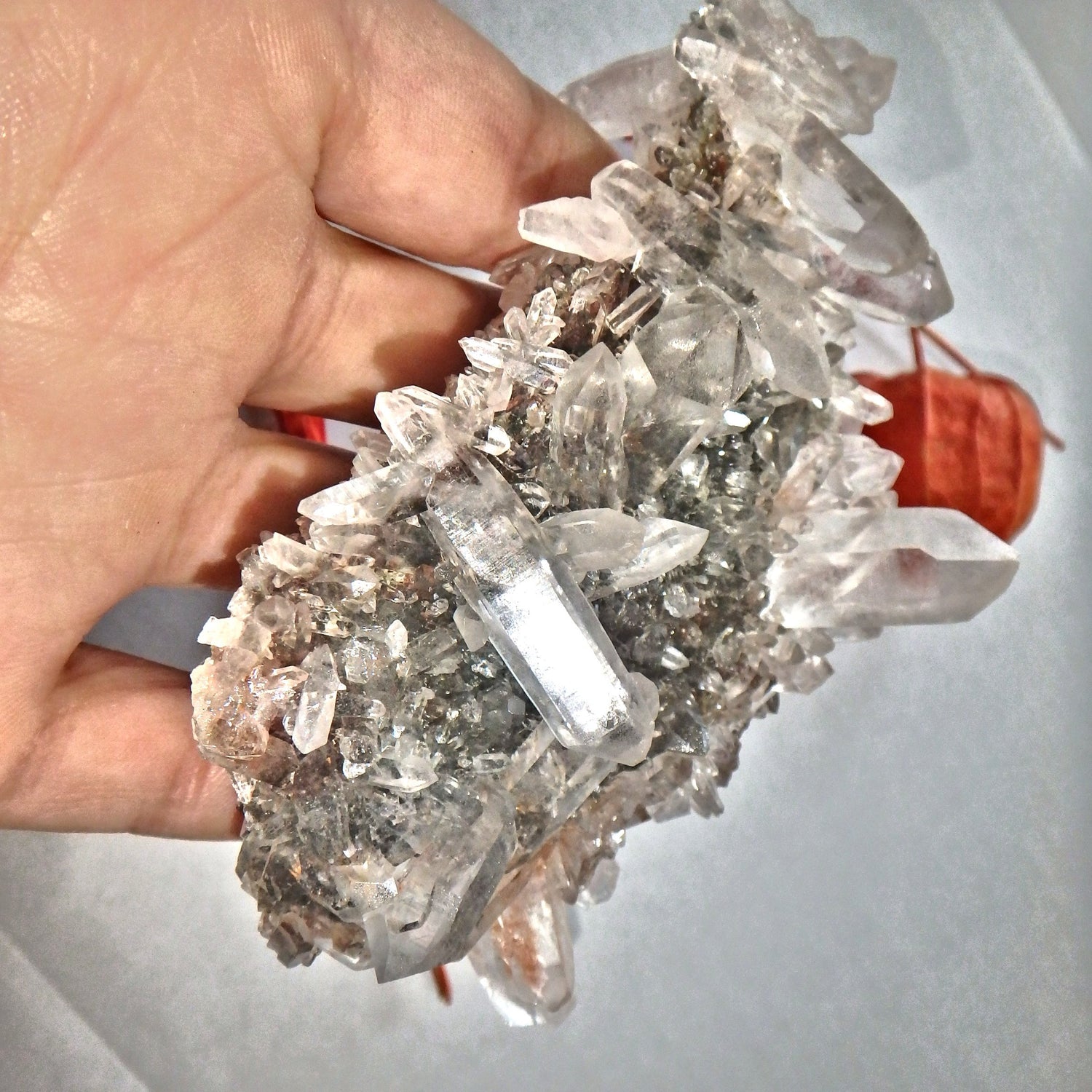 High Vibration Pink Samadhi Himalayan Quartz Double Sided Beauty Cluster - Earth Family Crystals