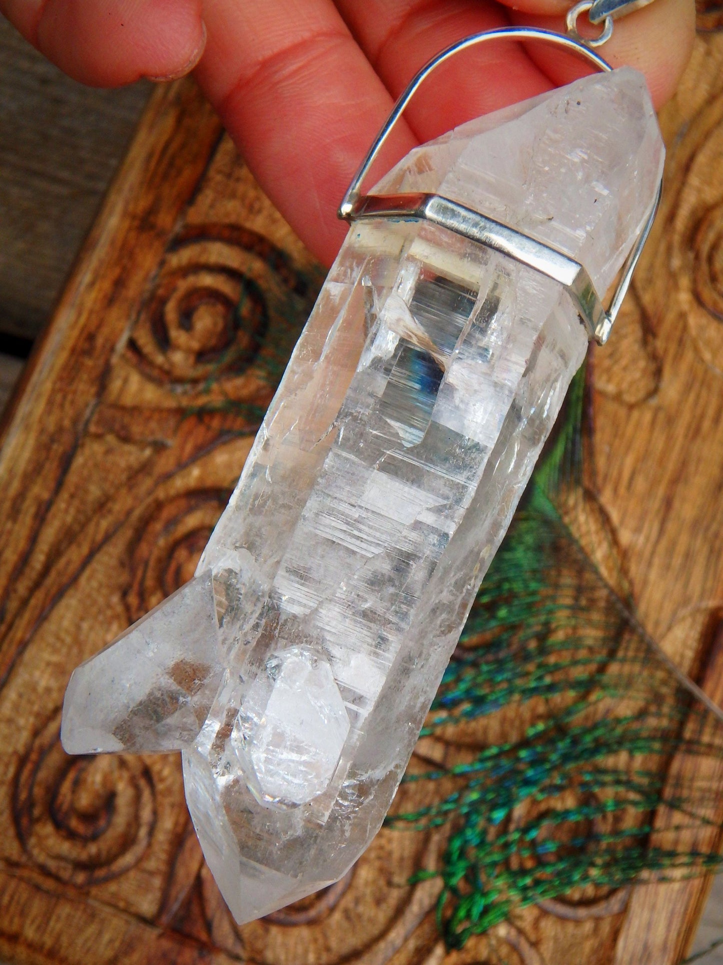  Chunky Statement Piece~DT Natural Himalayan Quartz Pendant With Baby Points & Self Healing In Sterling Silver (Includes Silver Chain)