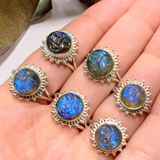  Amazing Tranquil Moon/Sun Goddess Labradorite Sterling Silver Ring (Sizes 6.5 - 11.5)