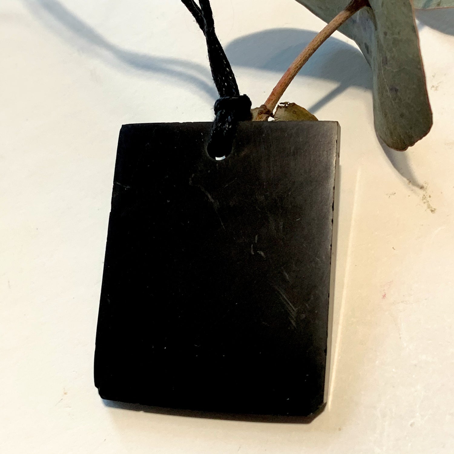 Healing Polished Shungite EMF Protective Pendant on Cotton Cord *REDUCED* - Earth Family Crystals