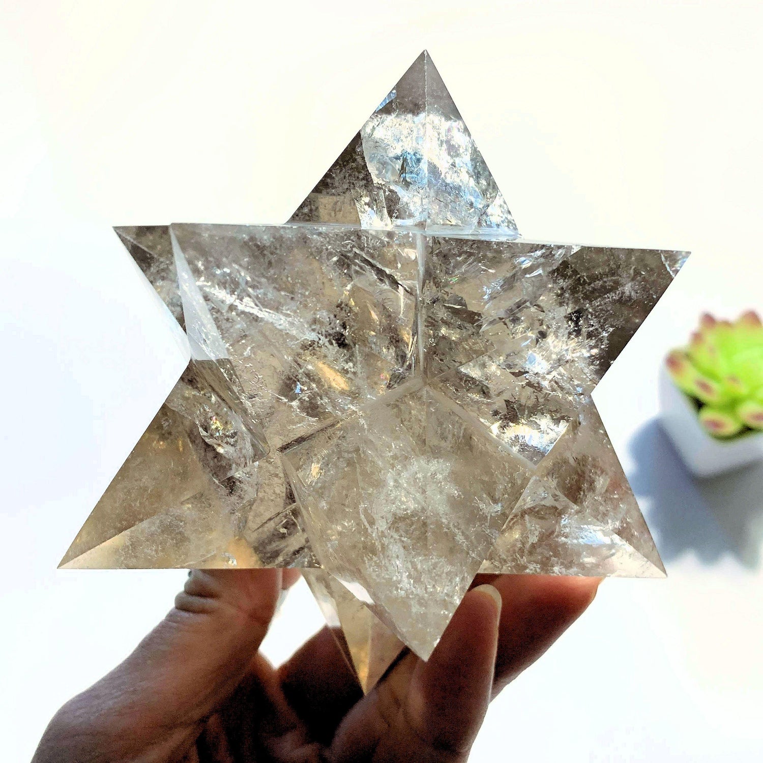  12 Pointed Star Large Double Merkaba (Stellated Dodecahedron) Smoky Quartz Specimen *REDUCED*