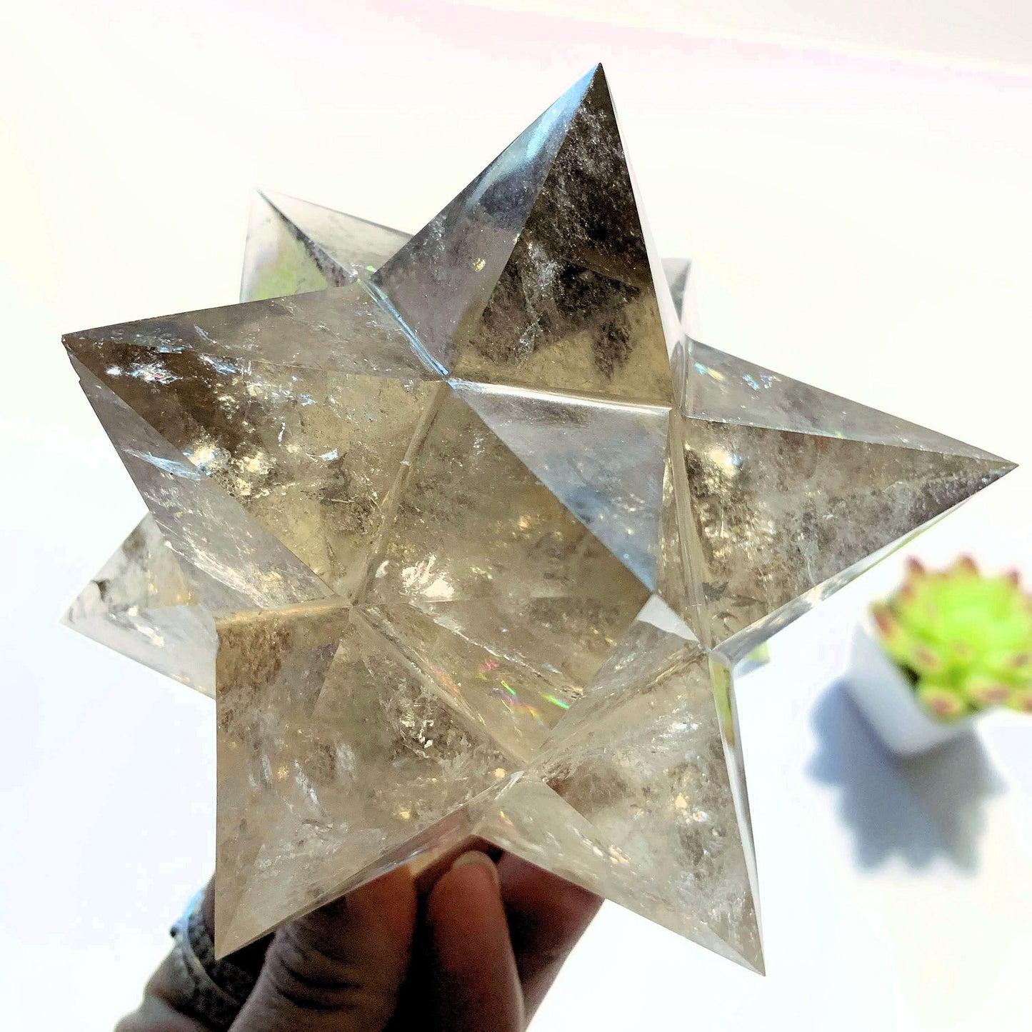  12 Pointed Star Large Double Merkaba (Stellated Dodecahedron) Smoky Quartz Specimen *REDUCED*