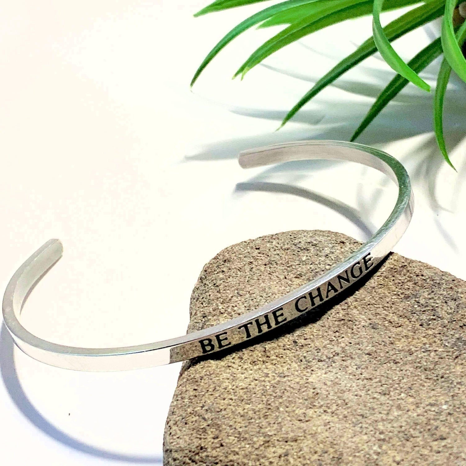  'Be The Change' Stainless Steel Adjustable Cuff Bracelet