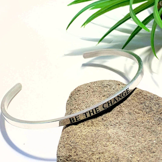  'Be The Change' Stainless Steel Adjustable Cuff Bracelet