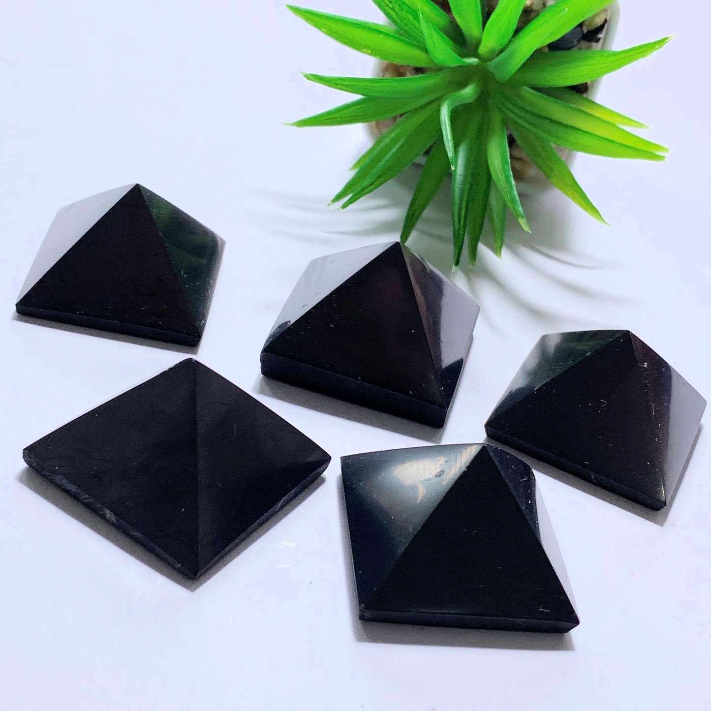 EMF Protective Small Shungite Polished Pyramid Carving~Locality Russia - Metiz Tier Price