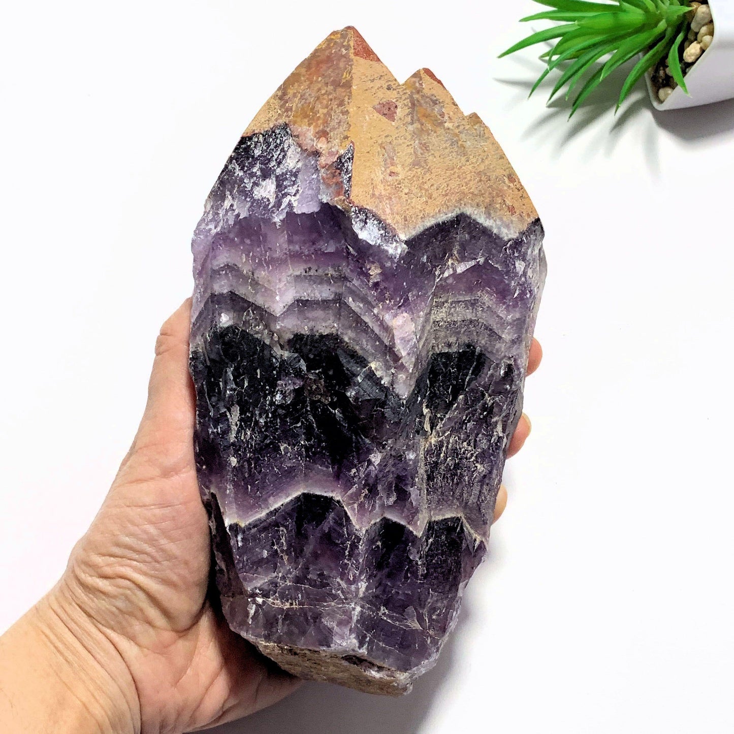  1.4kg~Incredible XL Red Hematite Capped Tip & Deep Purple Genuine Auralite-23 From Canada