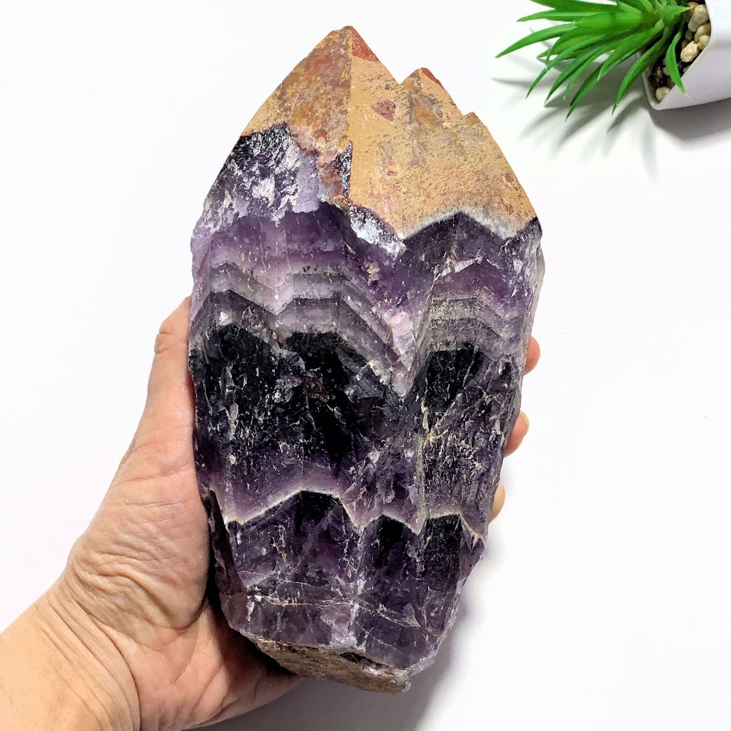  1.4kg~Incredible XL Red Hematite Capped Tip & Deep Purple Genuine Auralite-23 From Canada