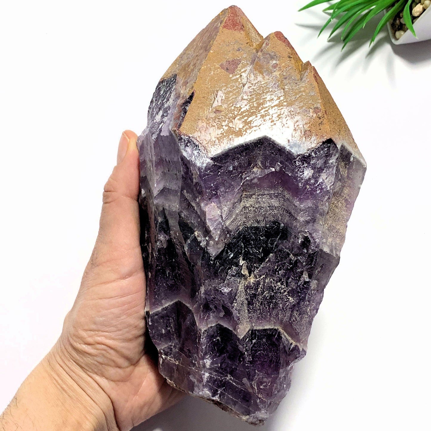 1.4kg~Incredible XL Red Hematite Capped Tip & Deep Purple Genuine Auralite-23 From Canada