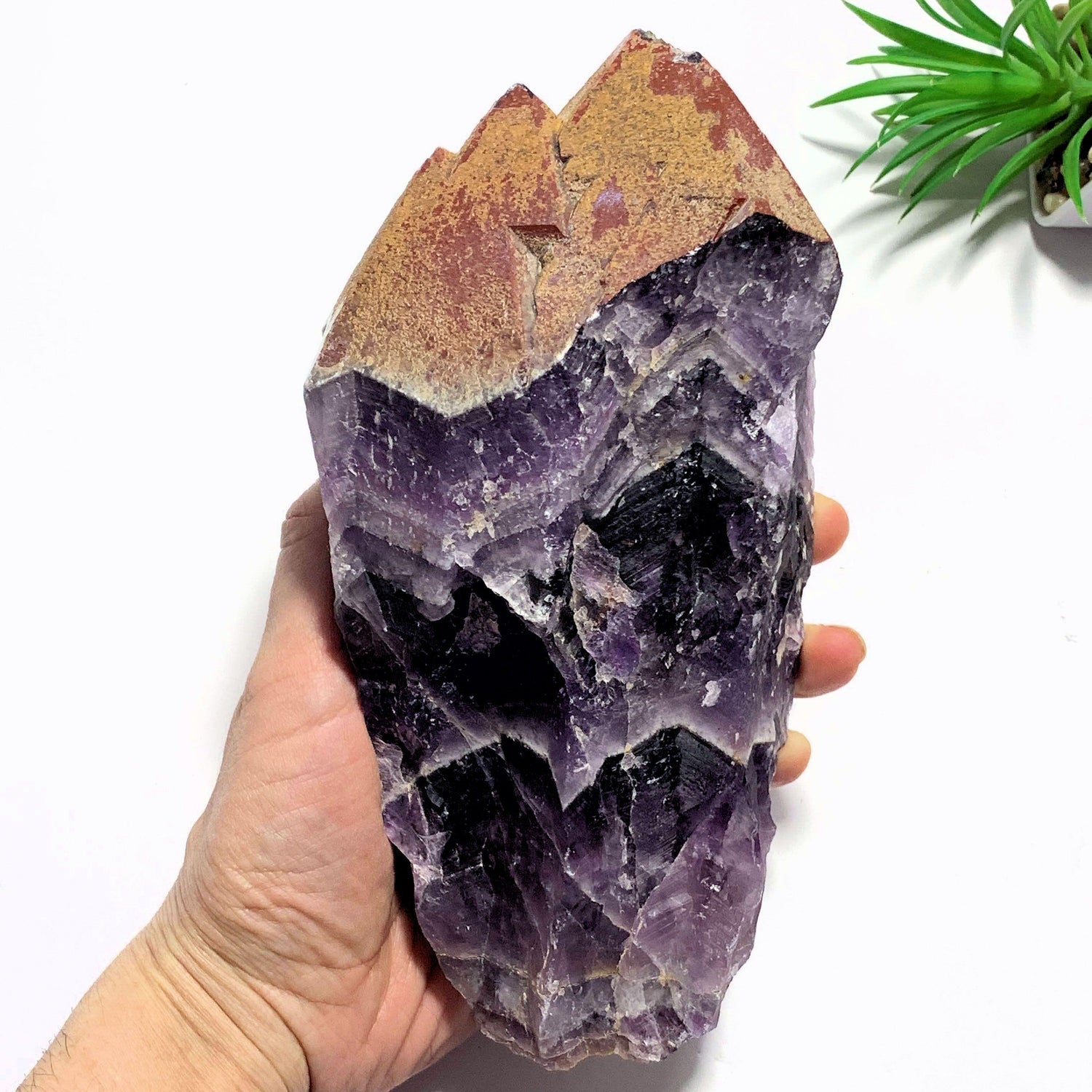  1.4kg~Incredible XL Red Hematite Capped Tip & Deep Purple Genuine Auralite-23 From Canada