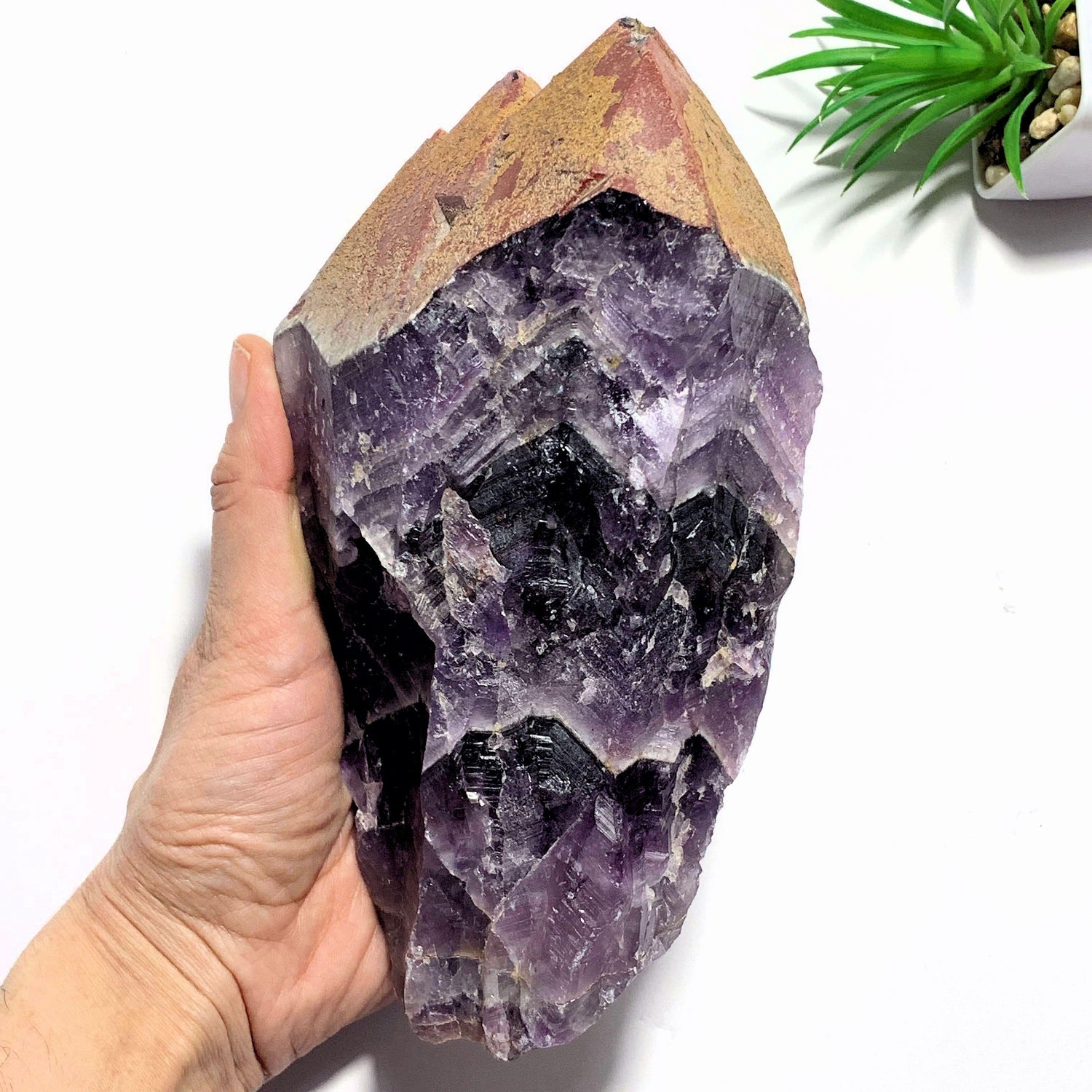  1.4kg~Incredible XL Red Hematite Capped Tip & Deep Purple Genuine Auralite-23 From Canada