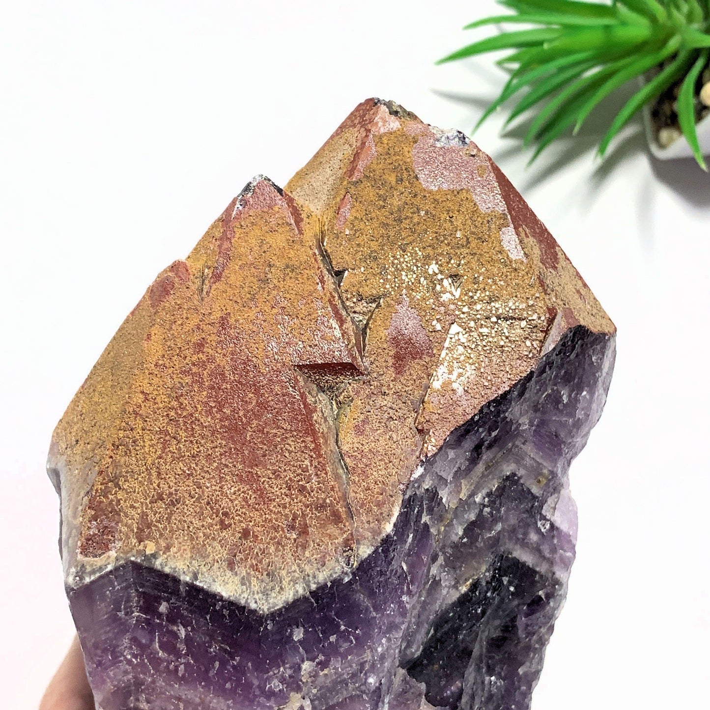  1.4kg~Incredible XL Red Hematite Capped Tip & Deep Purple Genuine Auralite-23 From Canada