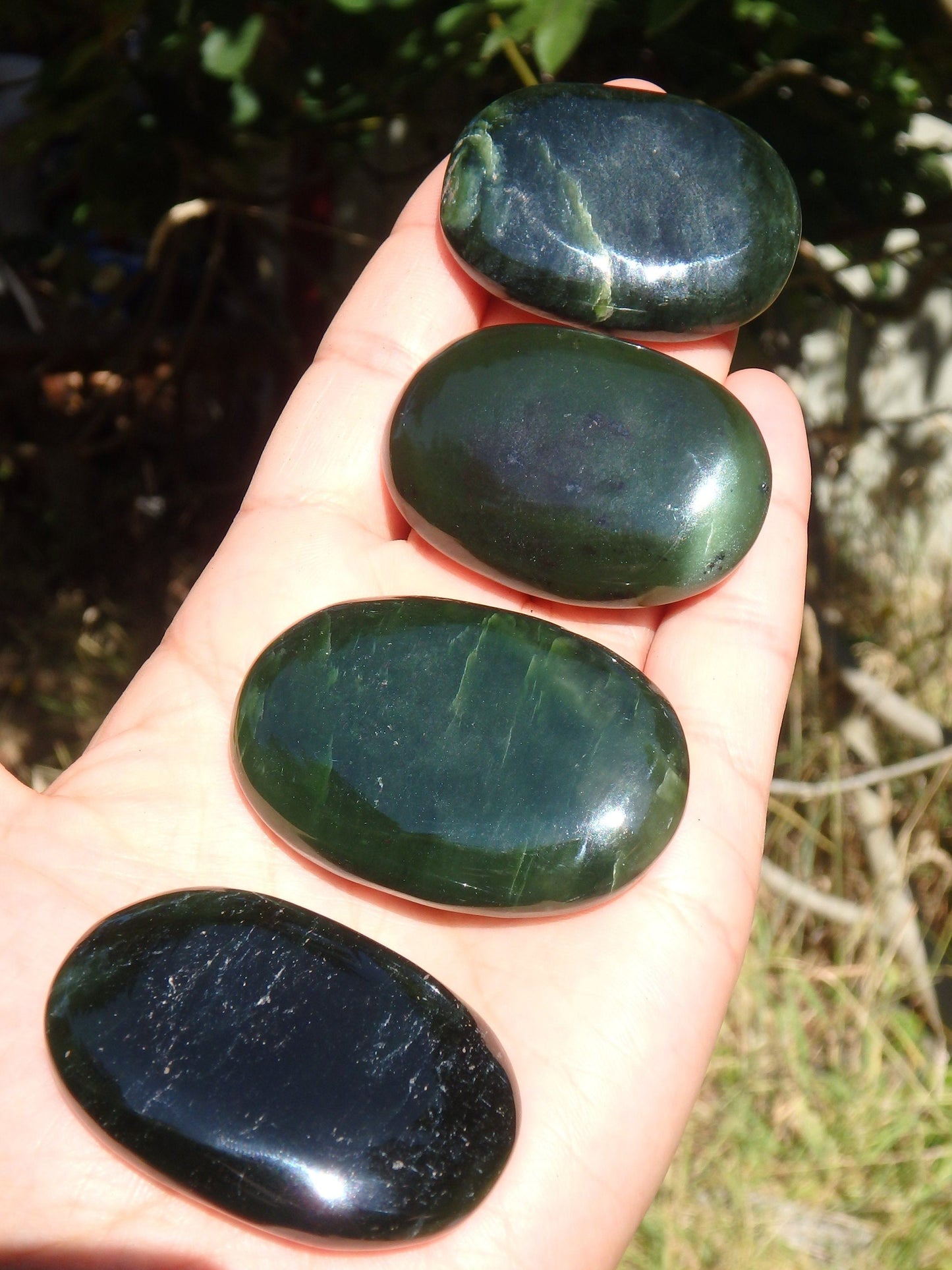  Delightful Dark Forest Green BC Jade Handheld Worry Stone 1