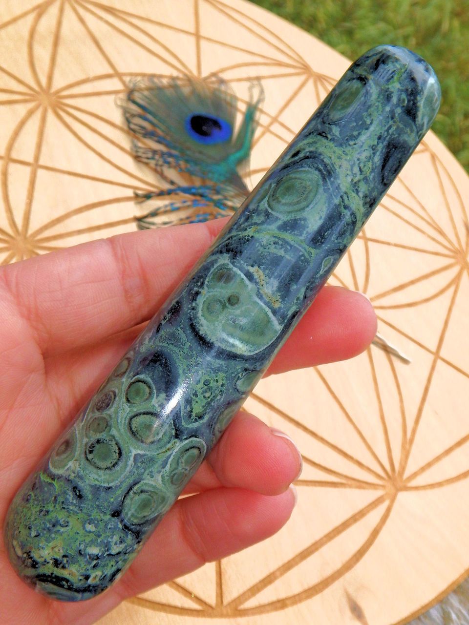 Meditative Orb Swirls Kambaba Jasper Wand 1 - Earth Family Crystals