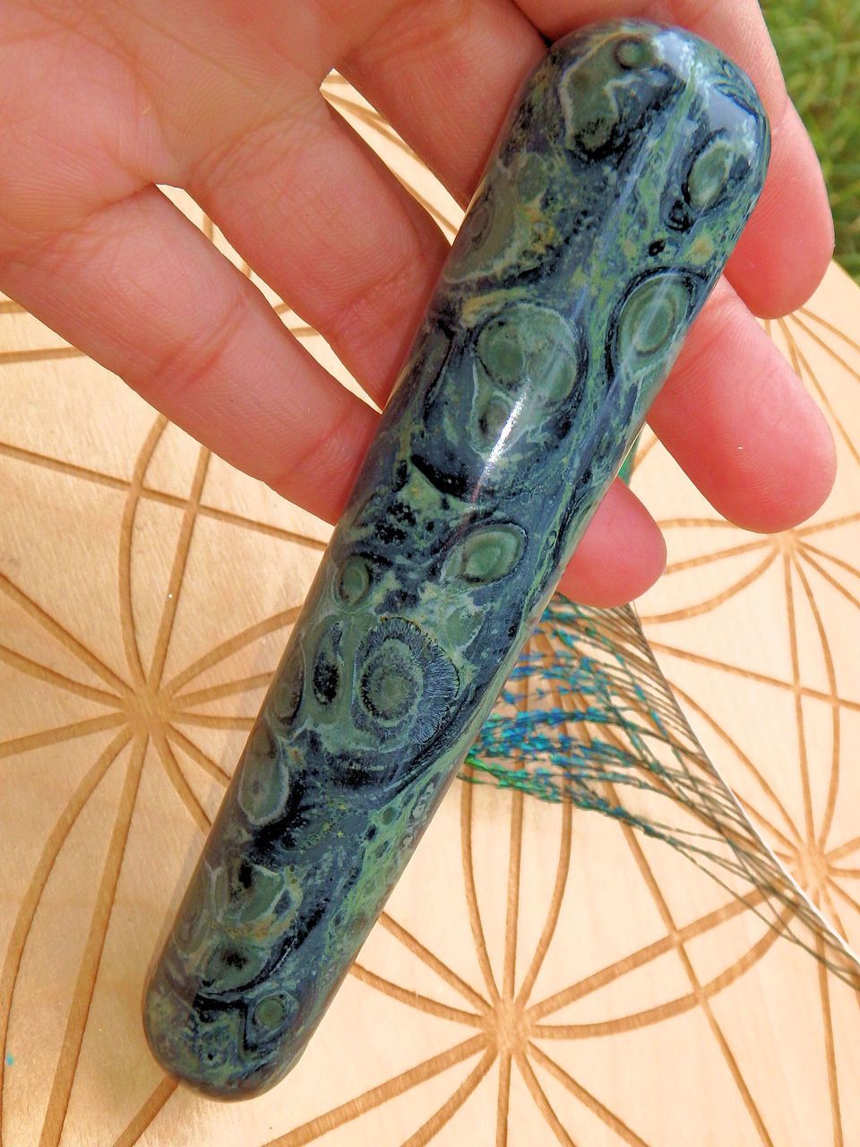 Meditative Orb Swirls Kambaba Jasper Wand 1 - Earth Family Crystals