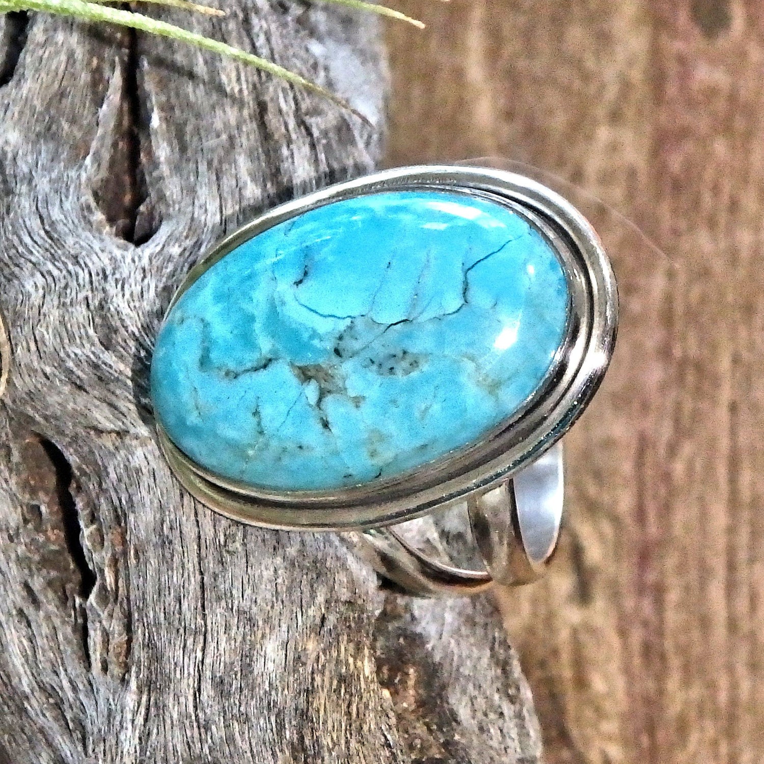  Beautiful Blue Kingman Turquoise Sterling Silver Ring (Size 9)