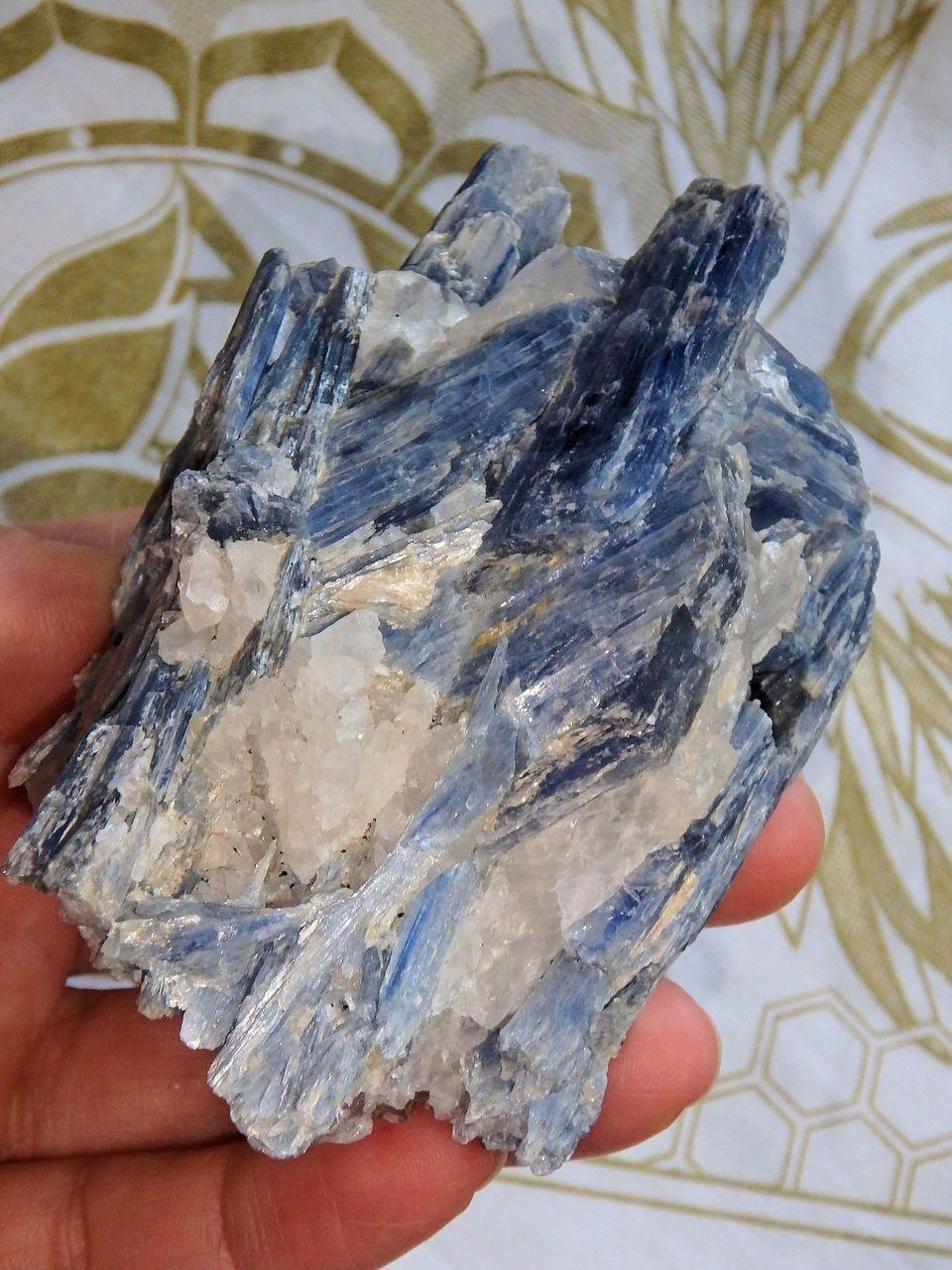  Blue Kyanite Cluster With Quartz & Garnet Inclusions From Brazil