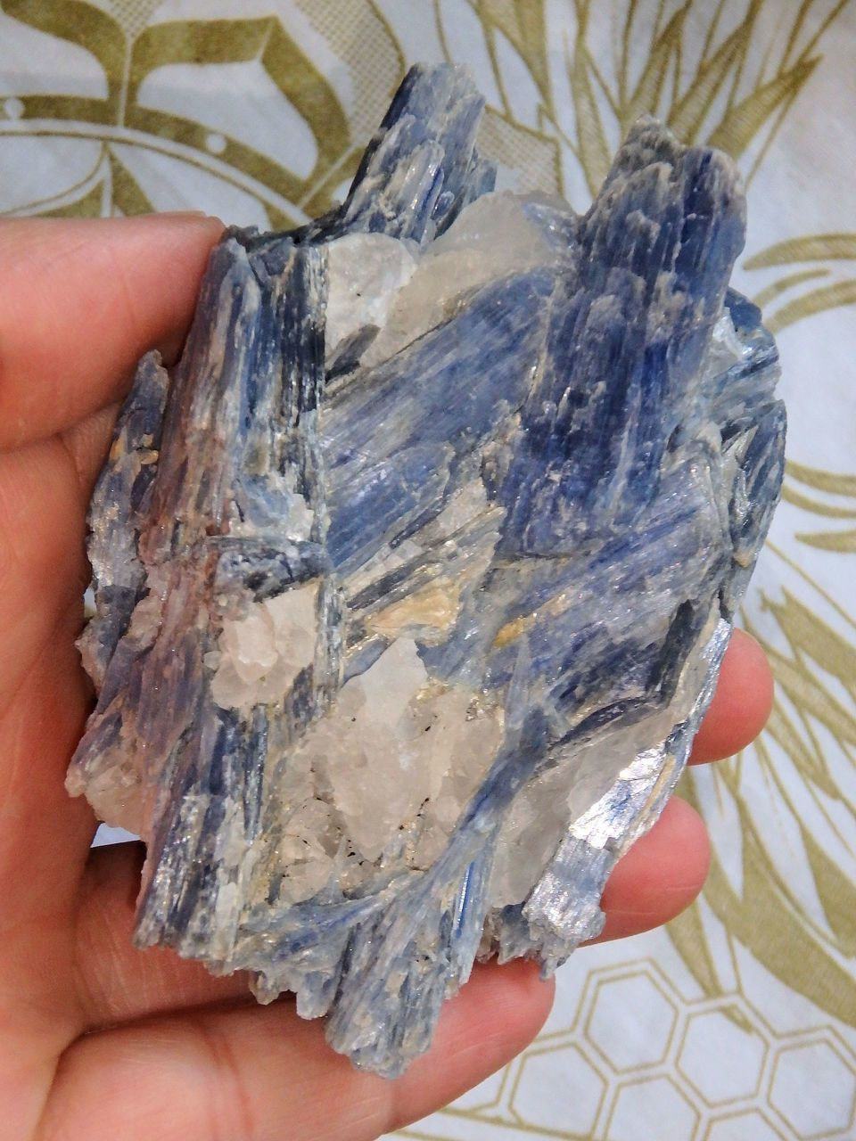  Blue Kyanite Cluster With Quartz & Garnet Inclusions From Brazil