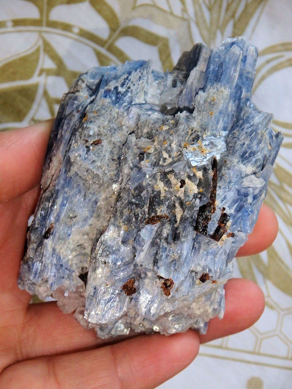  Blue Kyanite Cluster With Quartz & Garnet Inclusions From Brazil