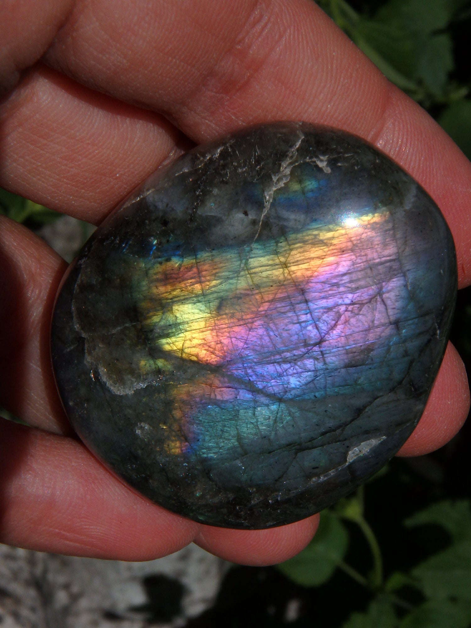  Deep Purple & Rainbow Flashes Labradorite Pocket Stone