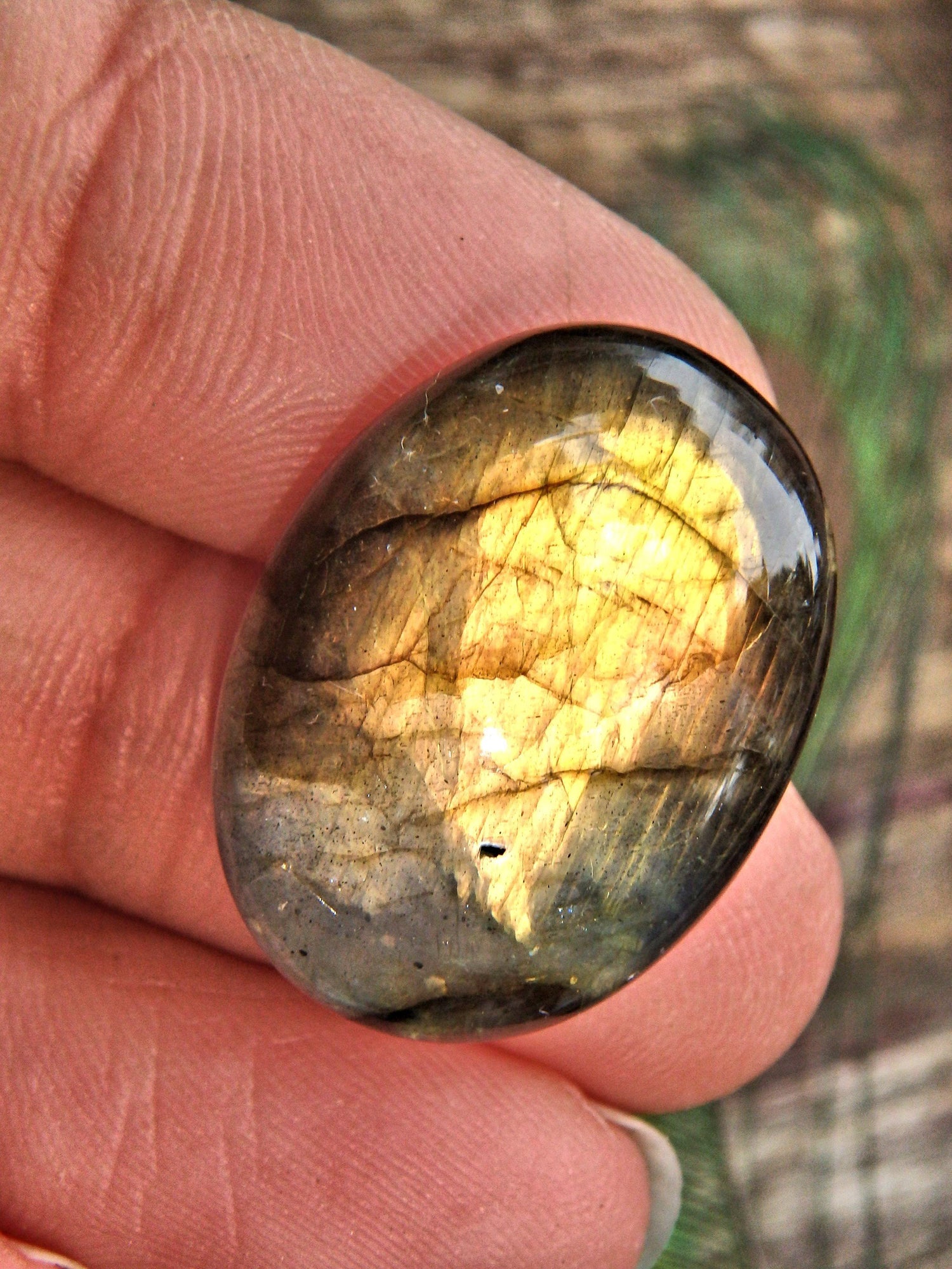  Deep Gold & Peach Flashes Labradorite Cabochon