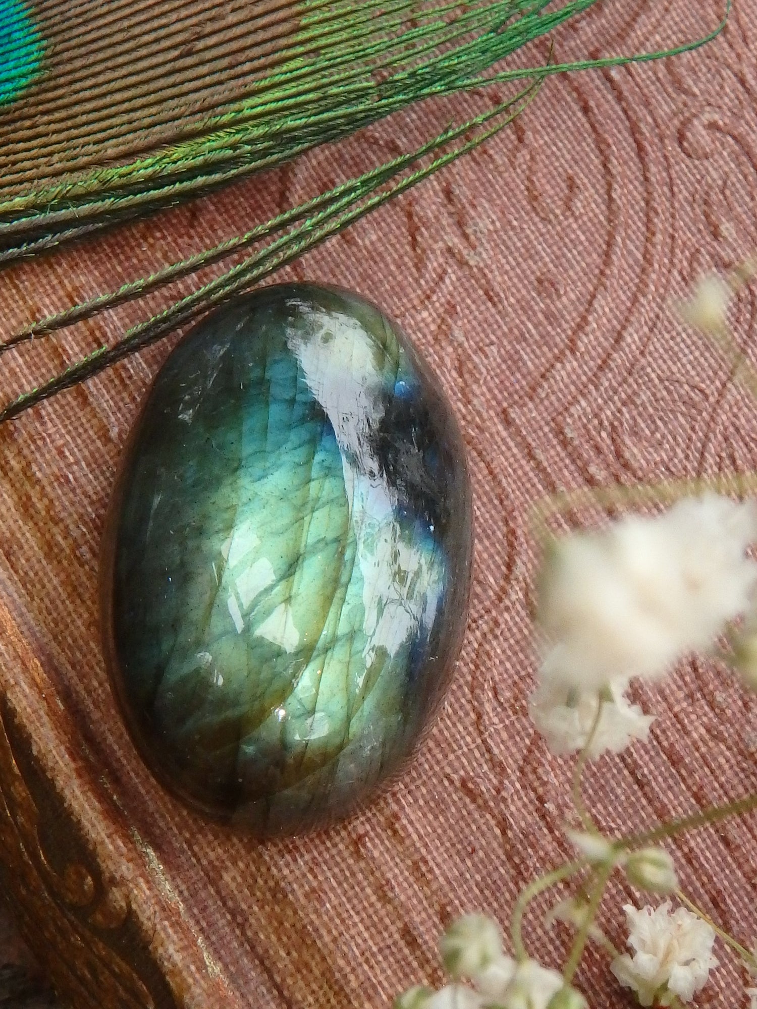 Gorgeous Foamy Blue Green Flash Labradorite Cabochon - Earth Family Crystals