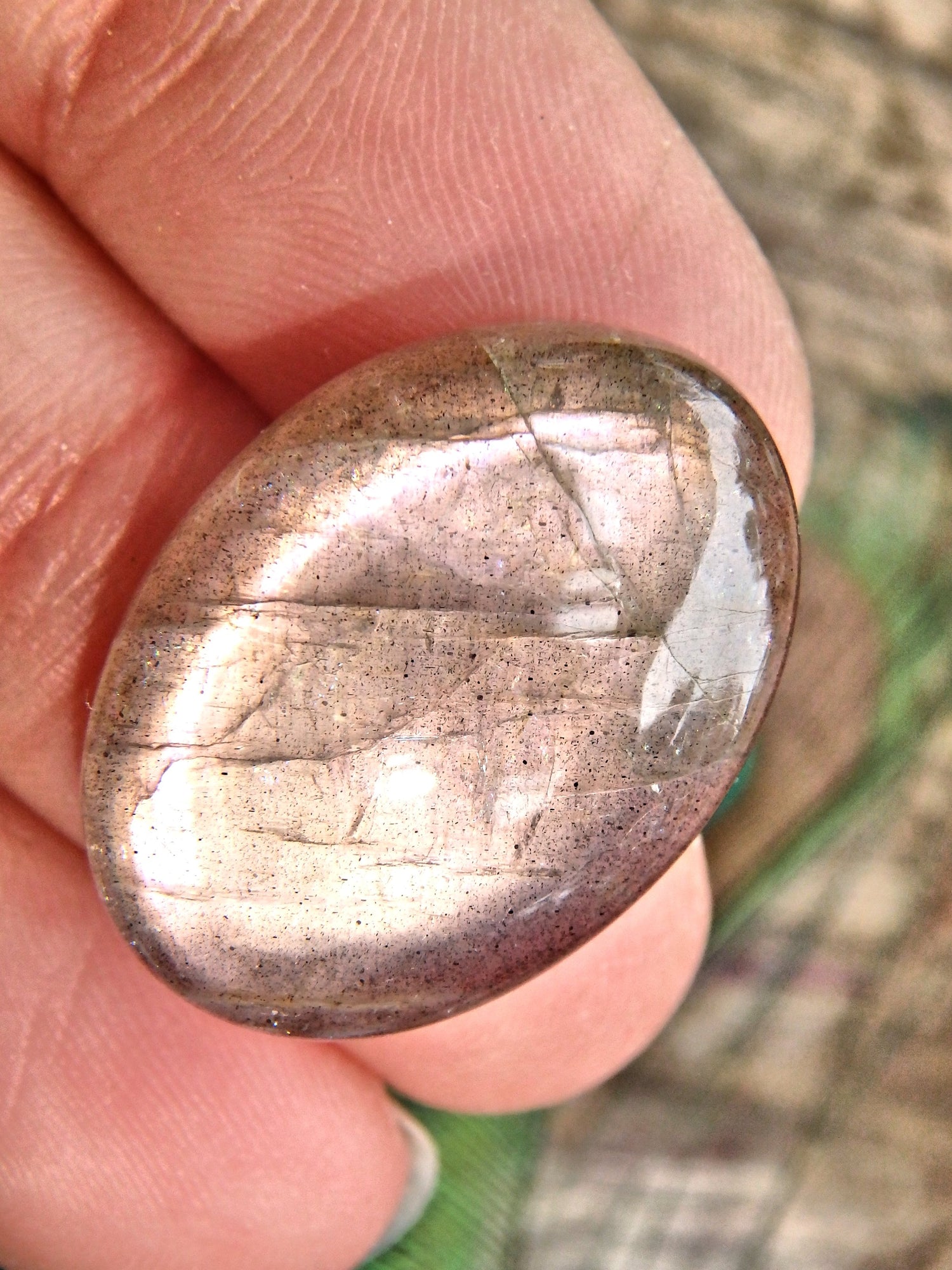 Moving Pink Flashes Labradorite Cabochon - Earth Family Crystals