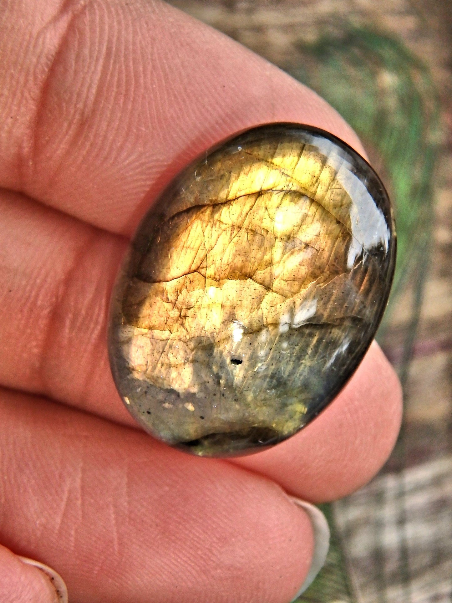  Deep Gold & Peach Flashes Labradorite Cabochon