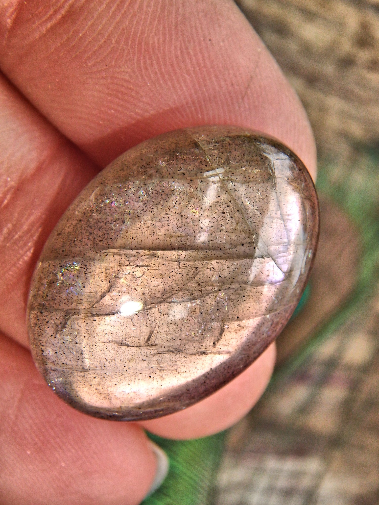 Moving Pink Flashes Labradorite Cabochon - Earth Family Crystals