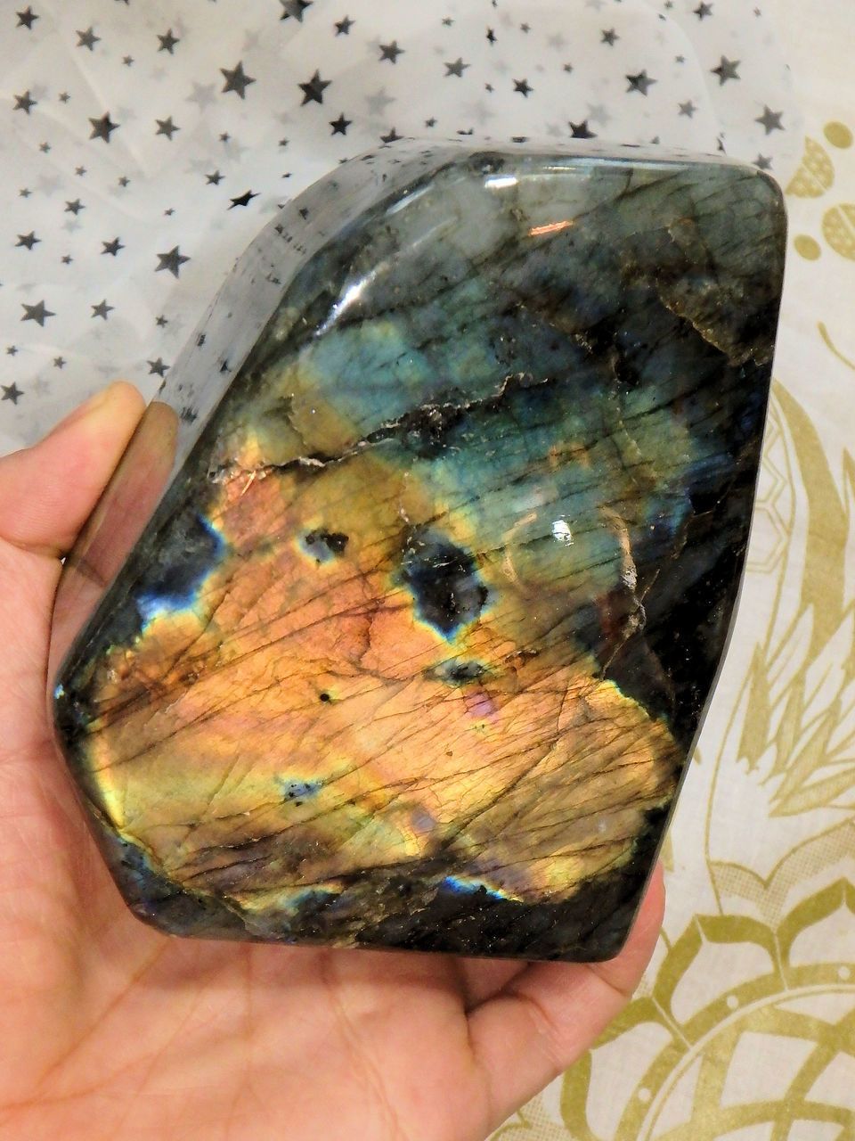 Mysterious Rainbow Flashes of Color Large Labradorite Free Form Standing Specimen - Earth Family Crystals