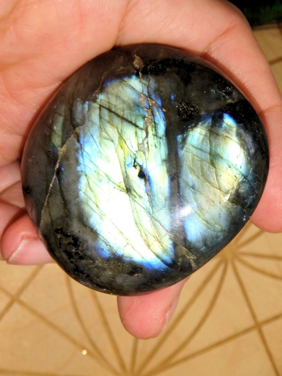  Golden & Blue Flashes Smooth & Soothing Hand Held Labradorite Default Title - EFC