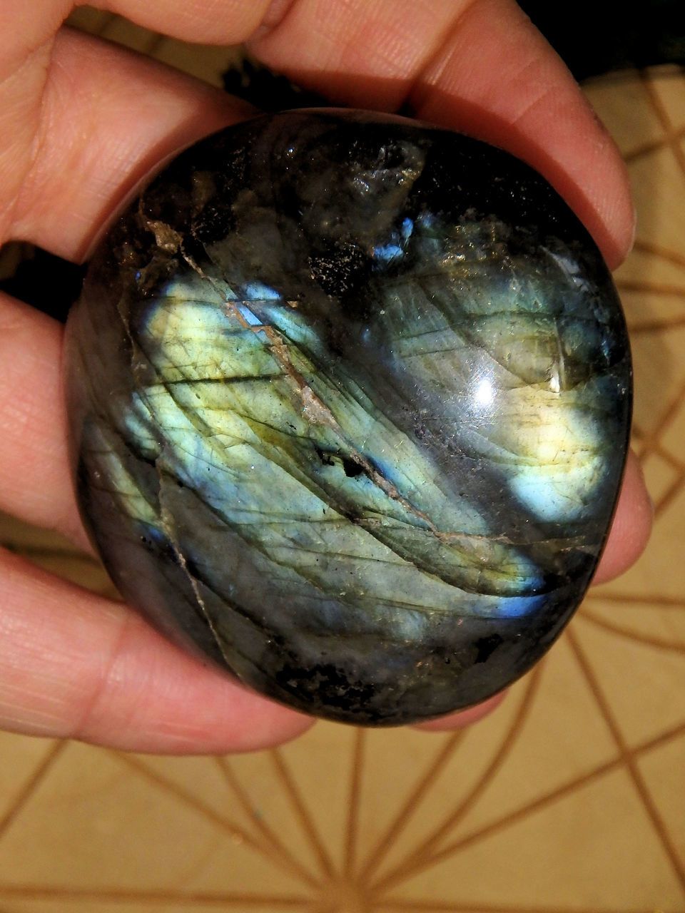  Golden & Blue Flashes Smooth & Soothing Hand Held Labradorite Default Title - EFC