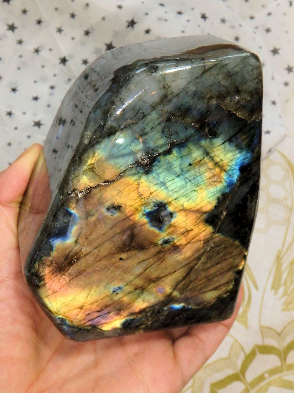 Mysterious Rainbow Flashes of Color Large Labradorite Free Form Standing Specimen - Earth Family Crystals