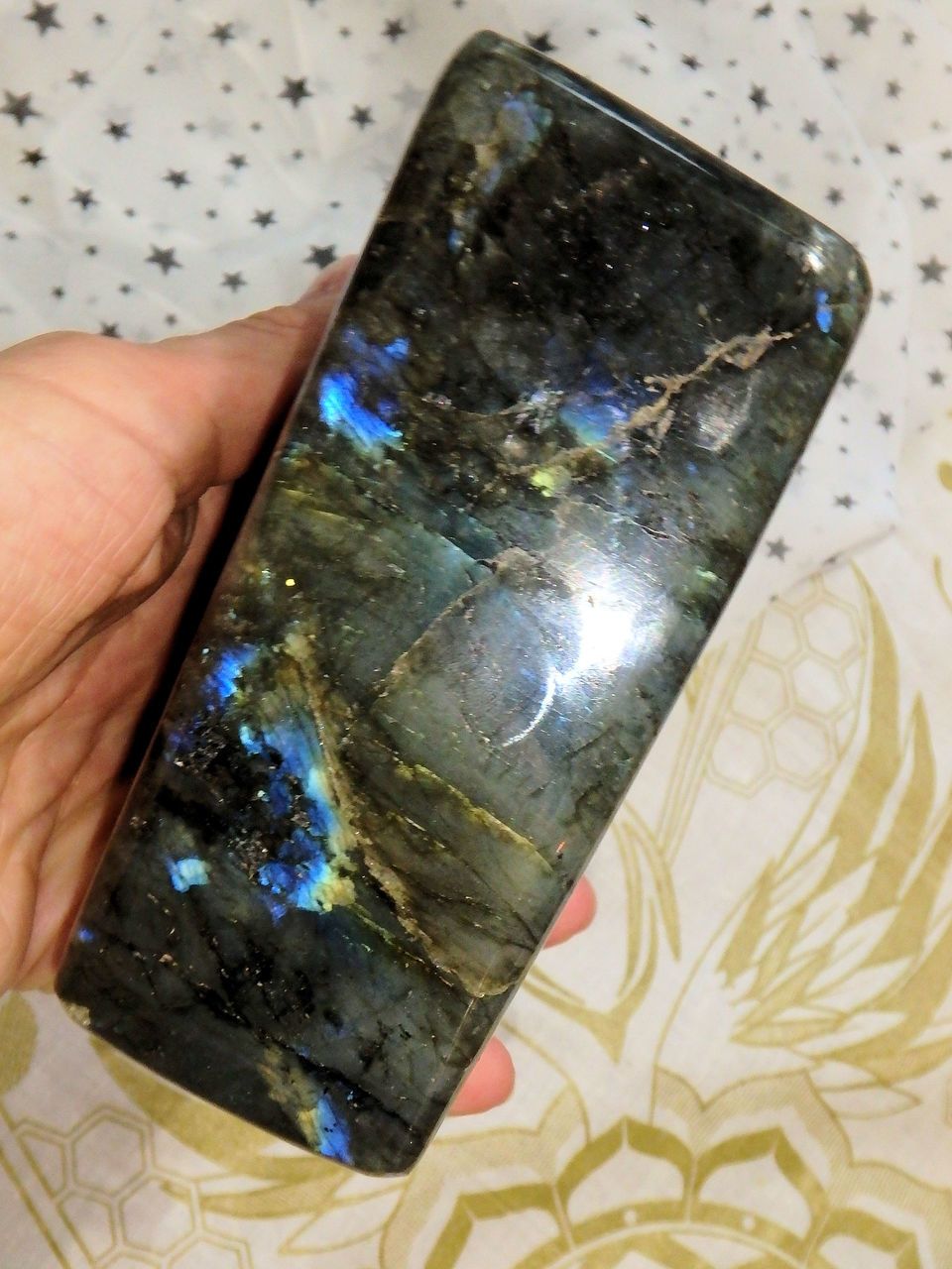 Mysterious Rainbow Flashes of Color Large Labradorite Free Form Standing Specimen - Earth Family Crystals
