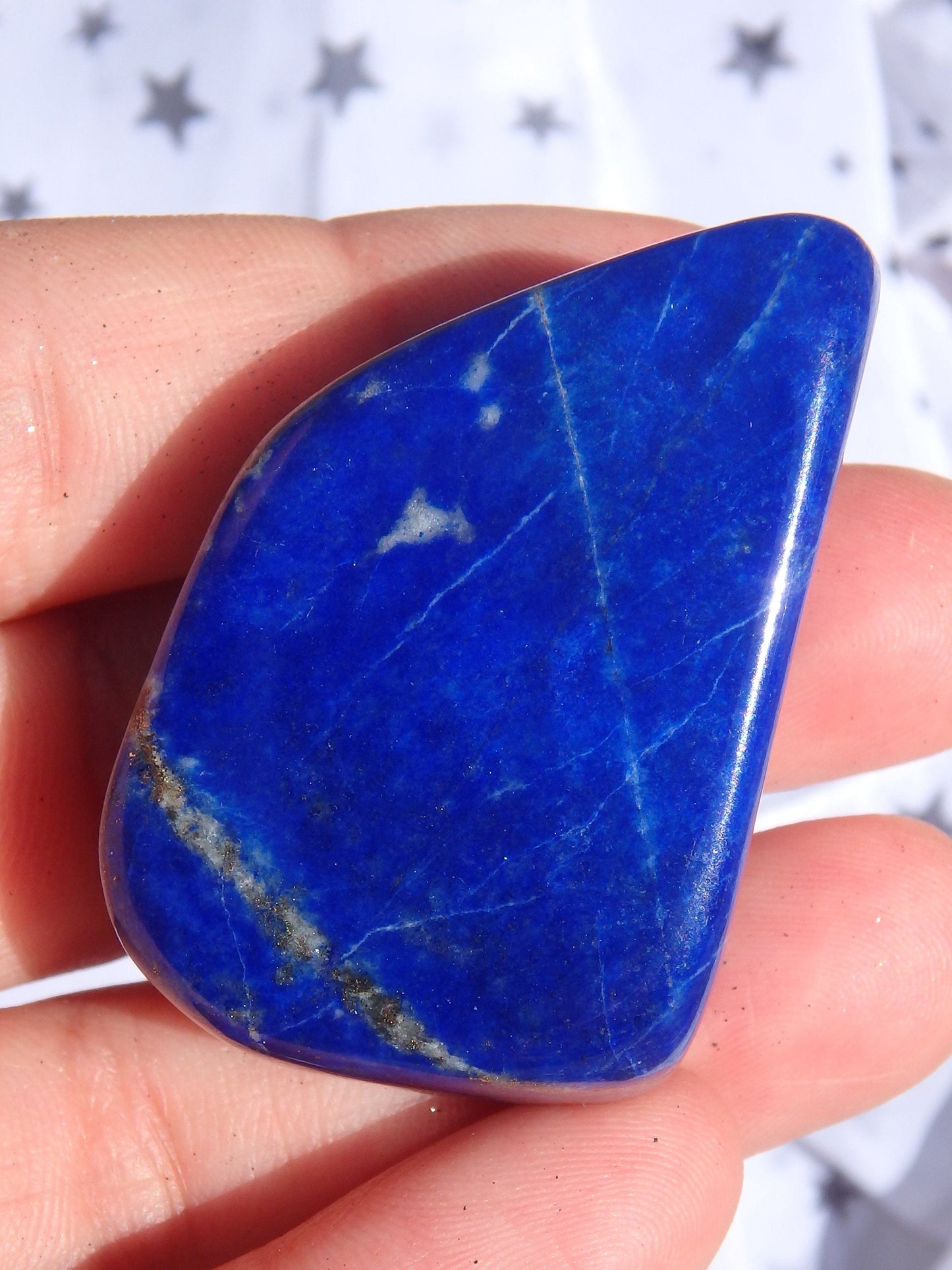  Deep Cobalt Blue & Pyrite Shimmer Lapis Lazuli Hand Held Specimen