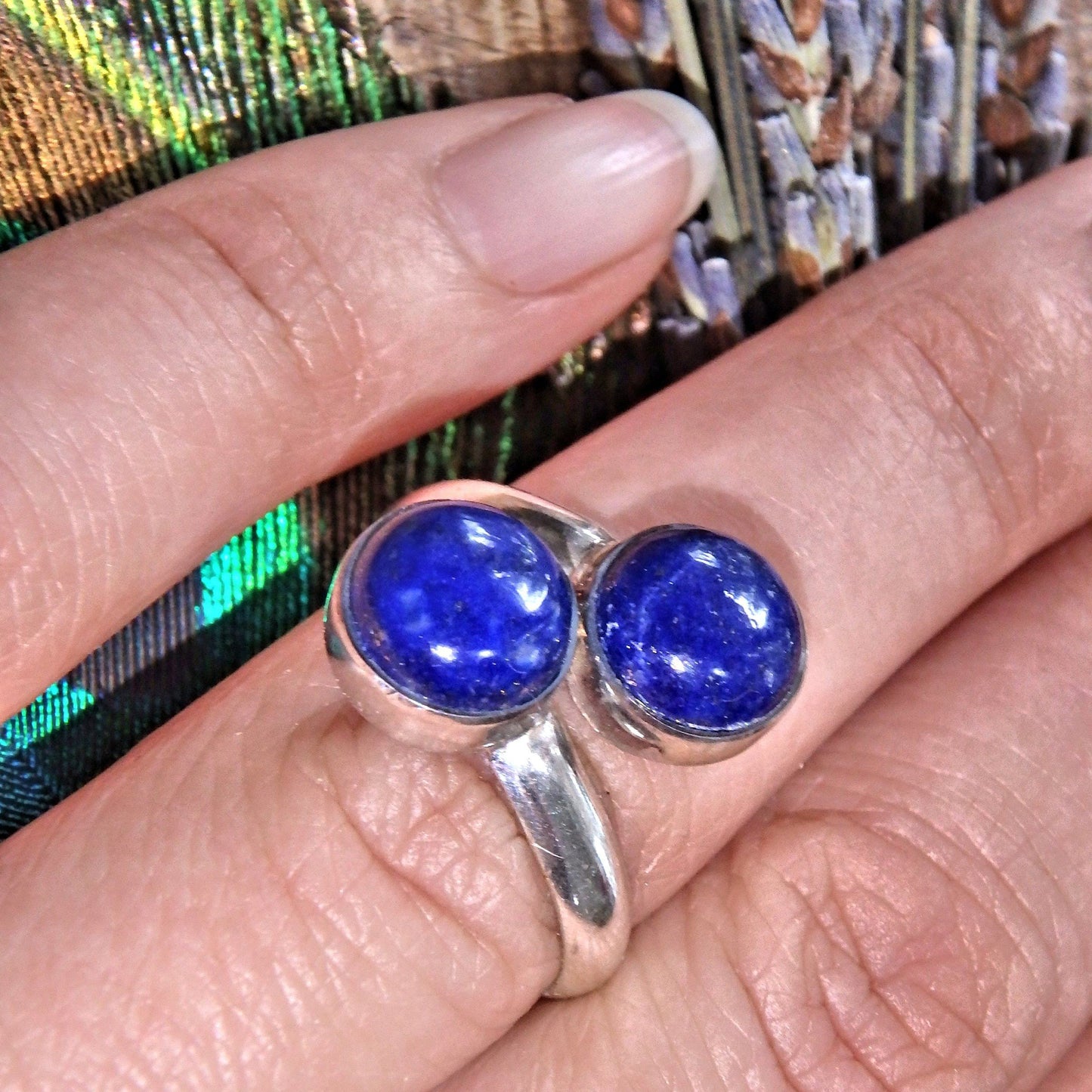 Cobalt Blue Lapis Lazuli Sterling Silver Ring (Adjustable~Size 8-9)