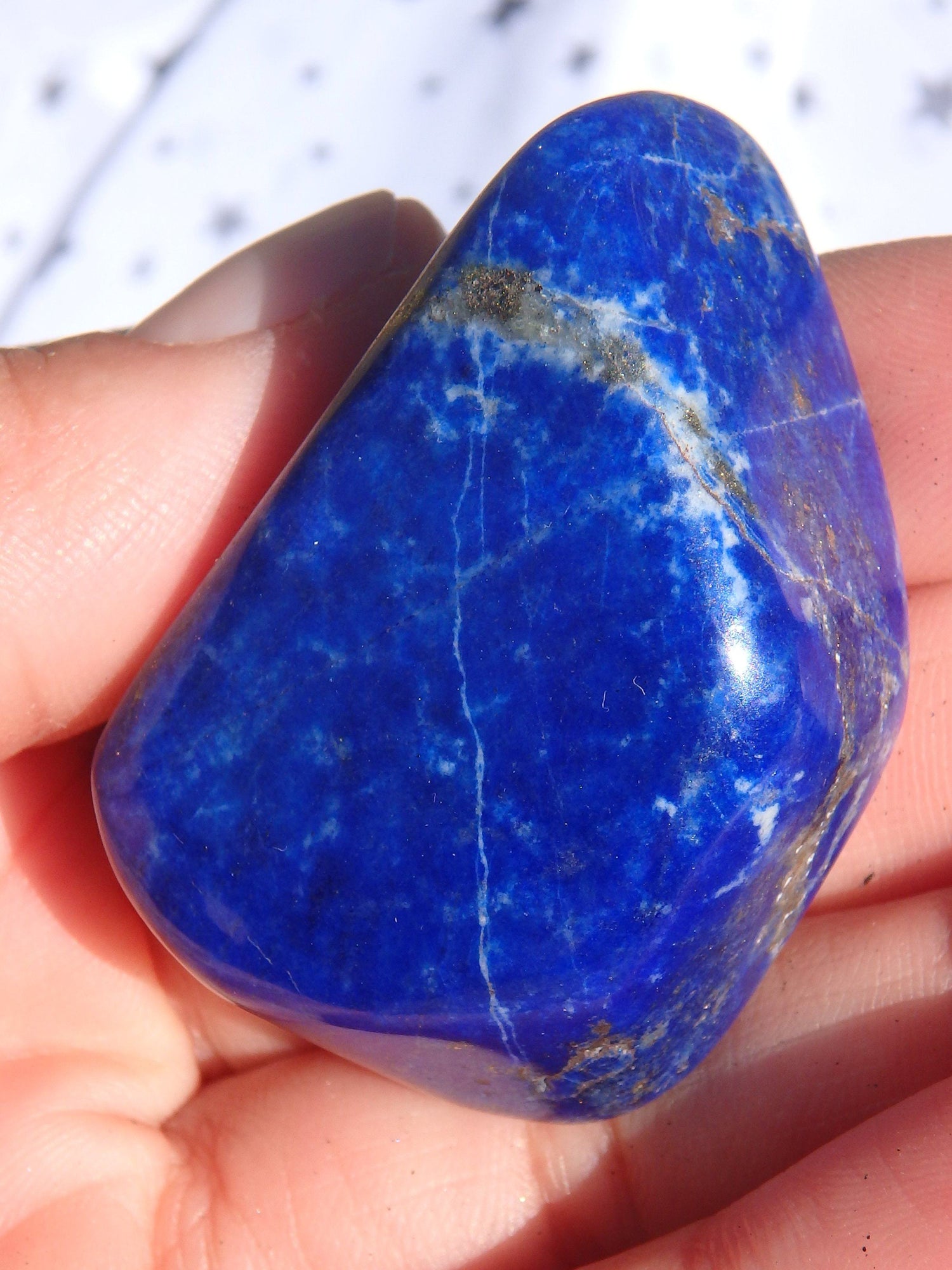  Deep Cobalt Blue & Pyrite Shimmer Lapis Lazuli Hand Held Specimen