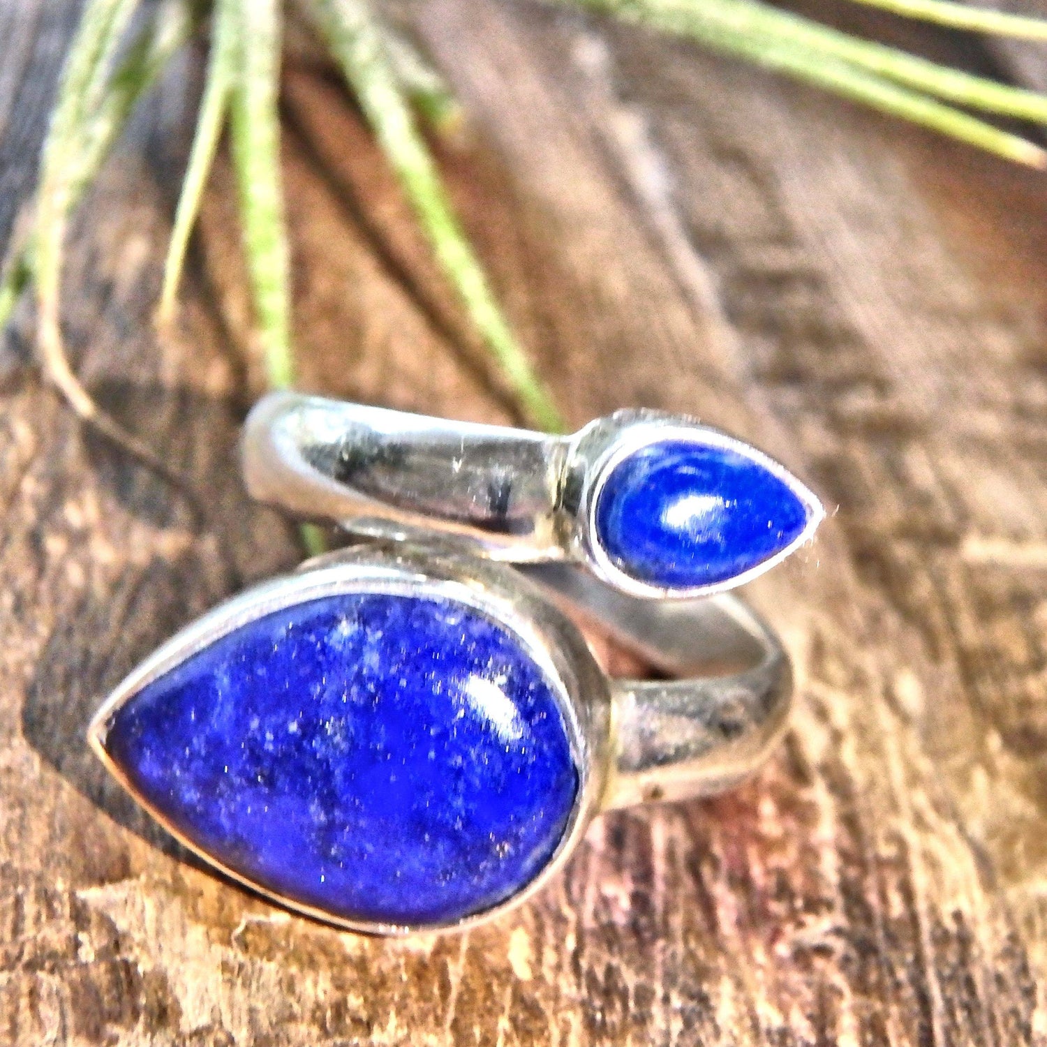  Deep Cobalt Blue Lapis Lazuli Sterling Silver Ring (Adjustable Size 6-11)