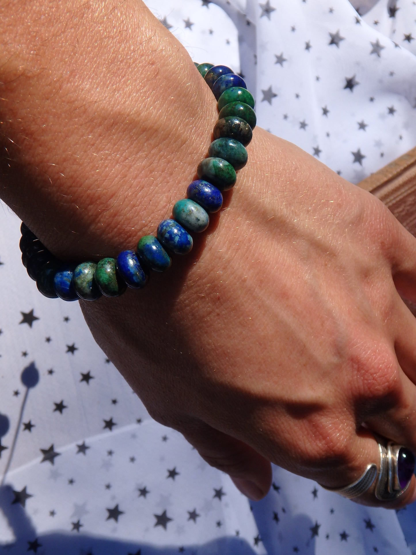 Malachite & Lapis Lazuli Adjustable Bead Bracelet - Earth Family Crystals