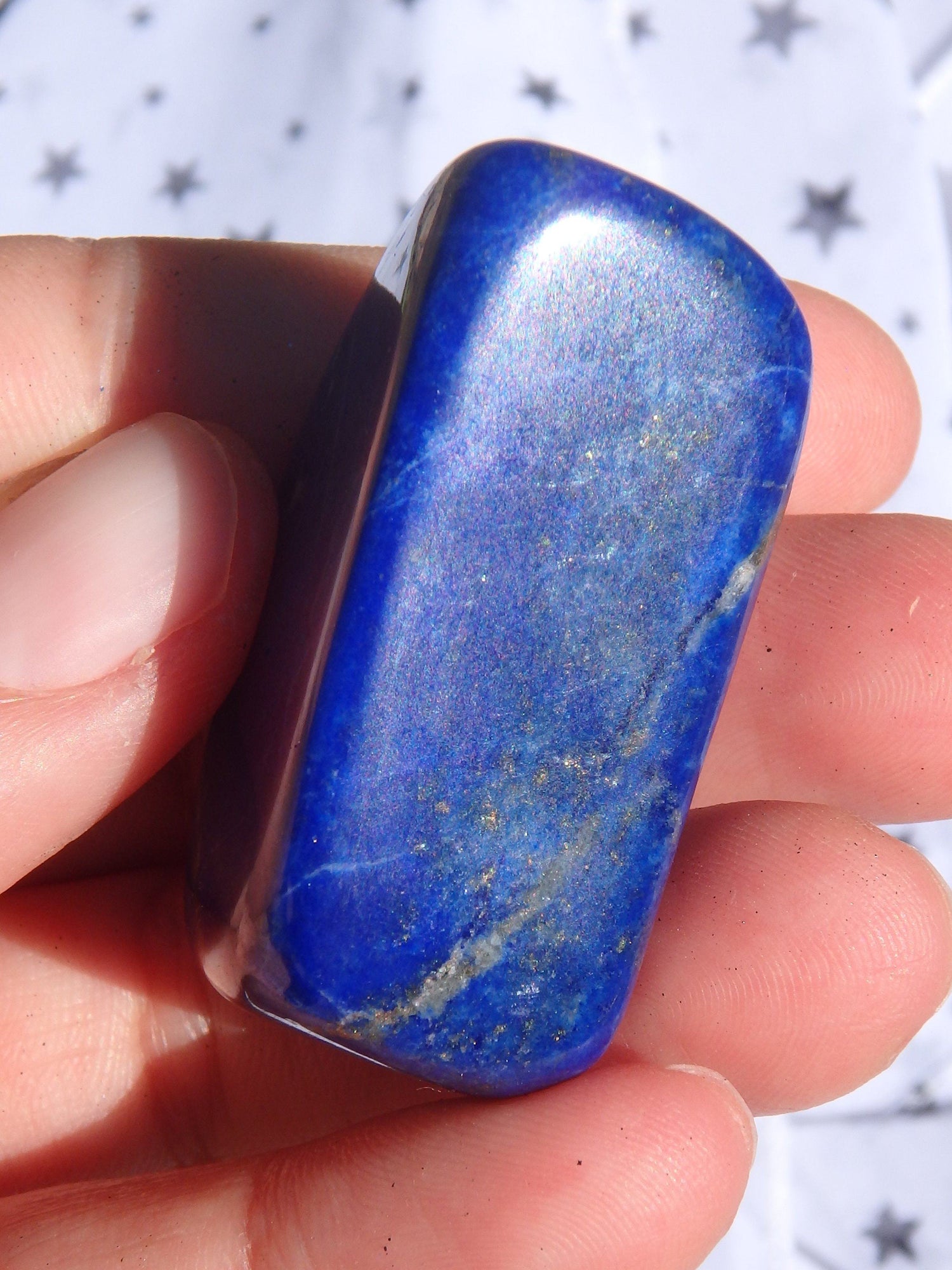  Deep Cobalt Blue & Pyrite Shimmer Lapis Lazuli Hand Held Specimen