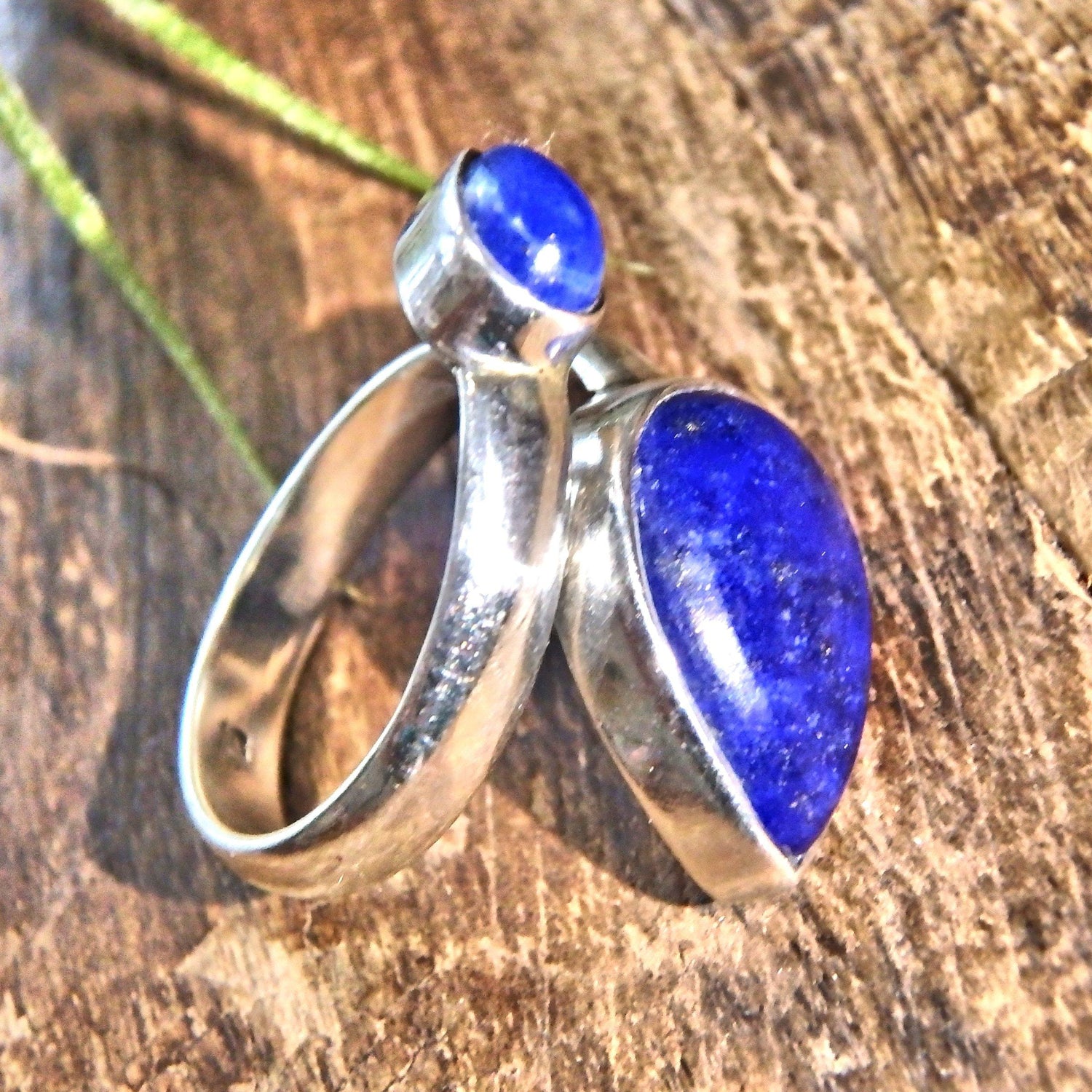  Deep Cobalt Blue Lapis Lazuli Sterling Silver Ring (Adjustable Size 6-11)
